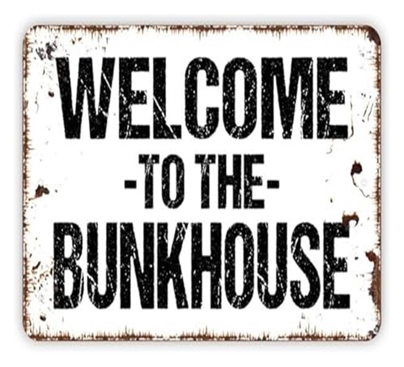 PKNVKZIDK Vintage Welcome To The Bunkhouse Sign Rustic Lodge Wall-Art Metal Tin Plaque for Hunting Cabin Man Cave 8 X 12 in