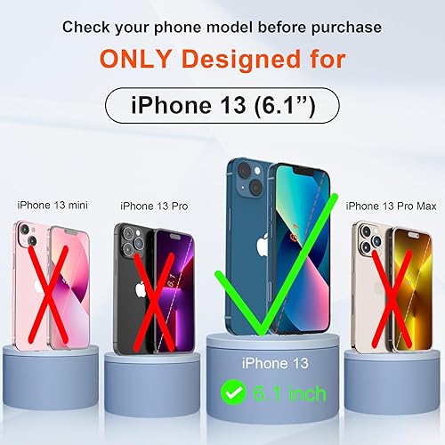 Miniatura 2 de ORETECH Funda para iPhone 13, con 2 protectores de pantalla de vidrio protección de cámara grado militar certificado 360 a prueba de golpes, funda