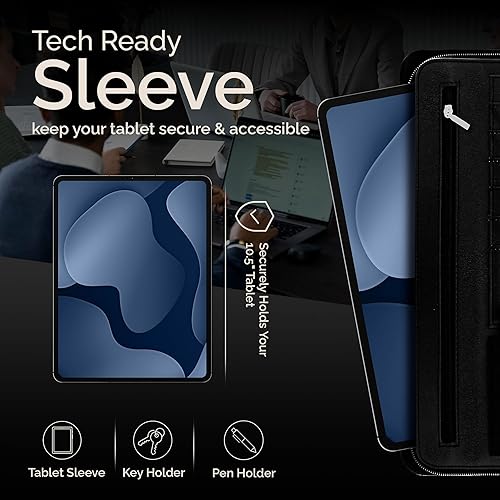 Miniatura 4 de Portafolio ejecutivo de cuero con cierre. Portafolios profesional y carpeta organizadora con una funda para tablet de 10.5 pulgadas de Lautus