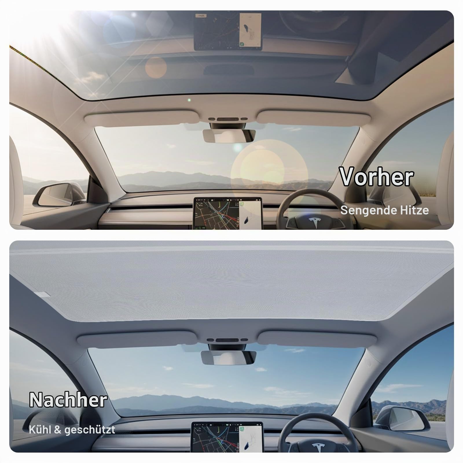 Tesla Model Y Juniper 2026 Glasdach Sonnenschutz Faltbar Magnetisch | Ohne Durchhängen & Lücken｜Panoramadach-Sonnenschutz｜Magnetische Befestigung｜Platzsparendes Design｜Hitzeschutz