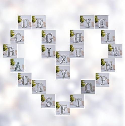 Miniatura 7 de Letras de madera rústica sin terminar de 6 pulgadas para decoración de pared, letras decorativas de pie en rodajas, decoración de tablero para