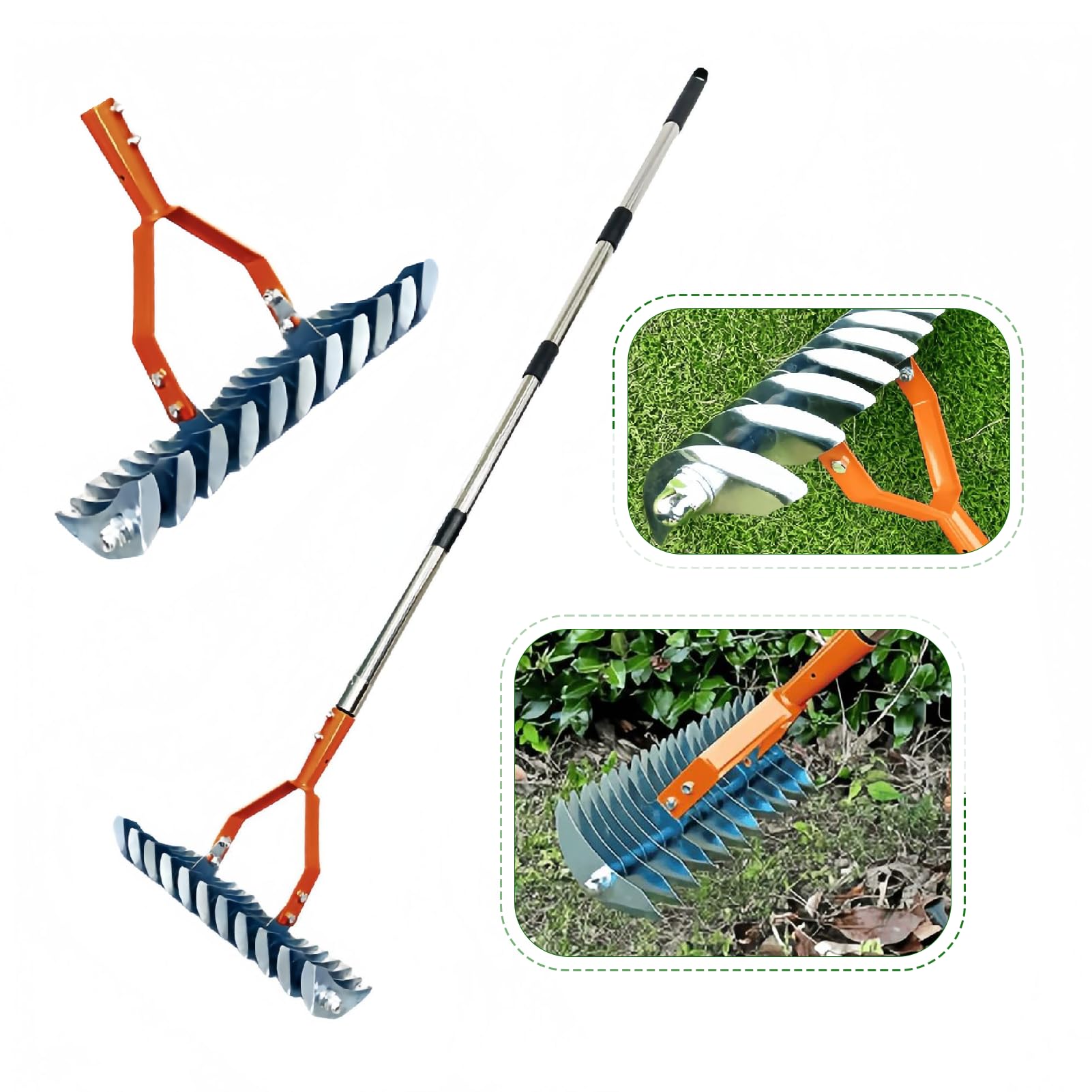 Grabie do strzechy, 35 cm (35 cm) – wytrzymała stal; narzędzie z uchwytem do wydajnego usuwania martwej trawy; wszechstronna pielęgnacja podwórka; zwiększa glebę; trwałość; w ogrodach (grabie)