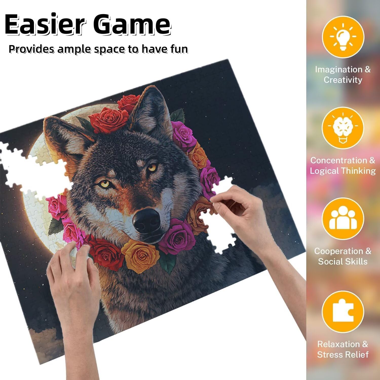Jigsaw Puzzle, 5000 Pezzi Puzzle Classici, Lupo Puzzle Rilassamento Intelligence, Mpossibile Difficile Puzzle Impegnativo per Adulti Puzzle Gioco Familiare, Regalo per Amore Amico Luna fr0-513