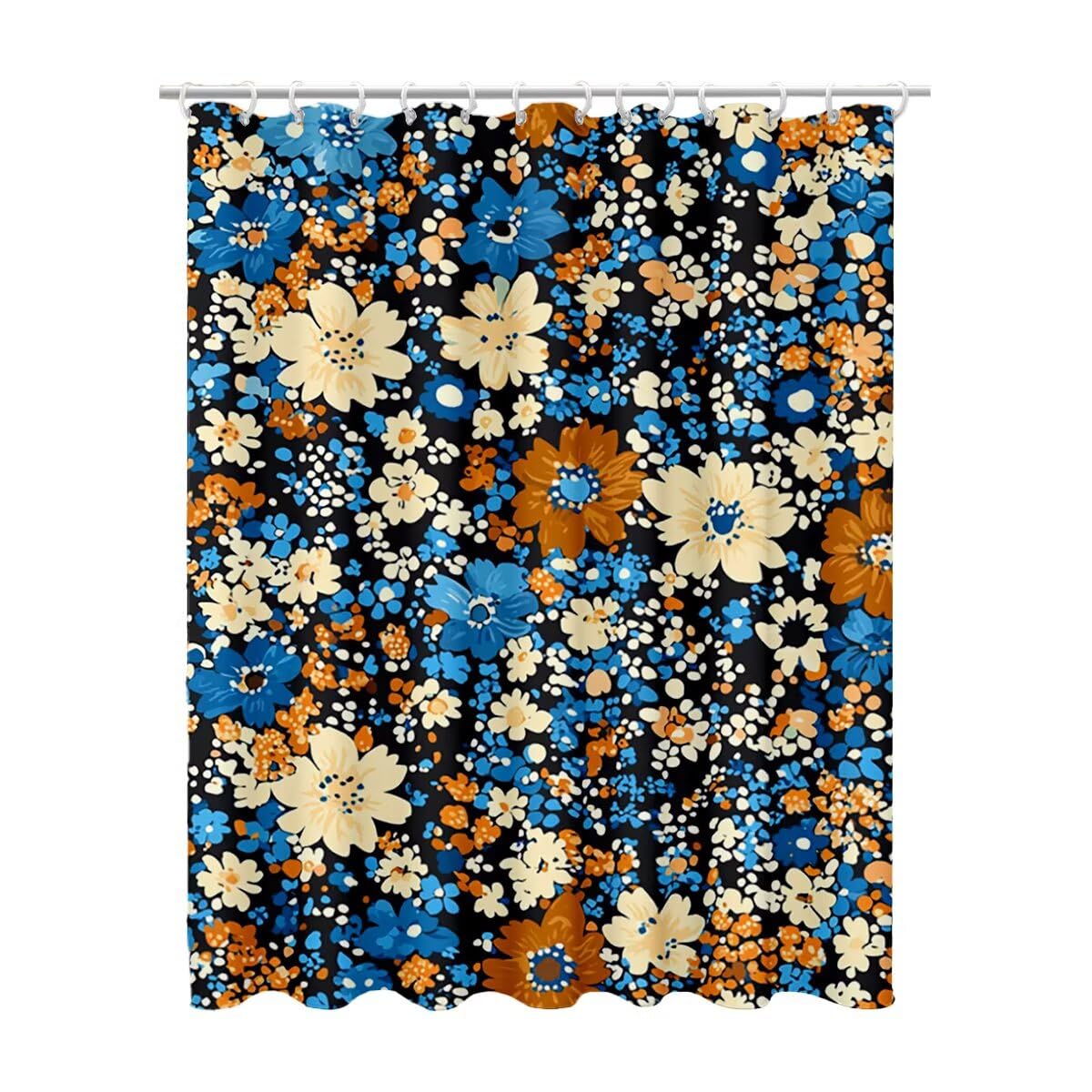 Rideau de douche 200x180 bleu en tissu imperméable lavable polyester