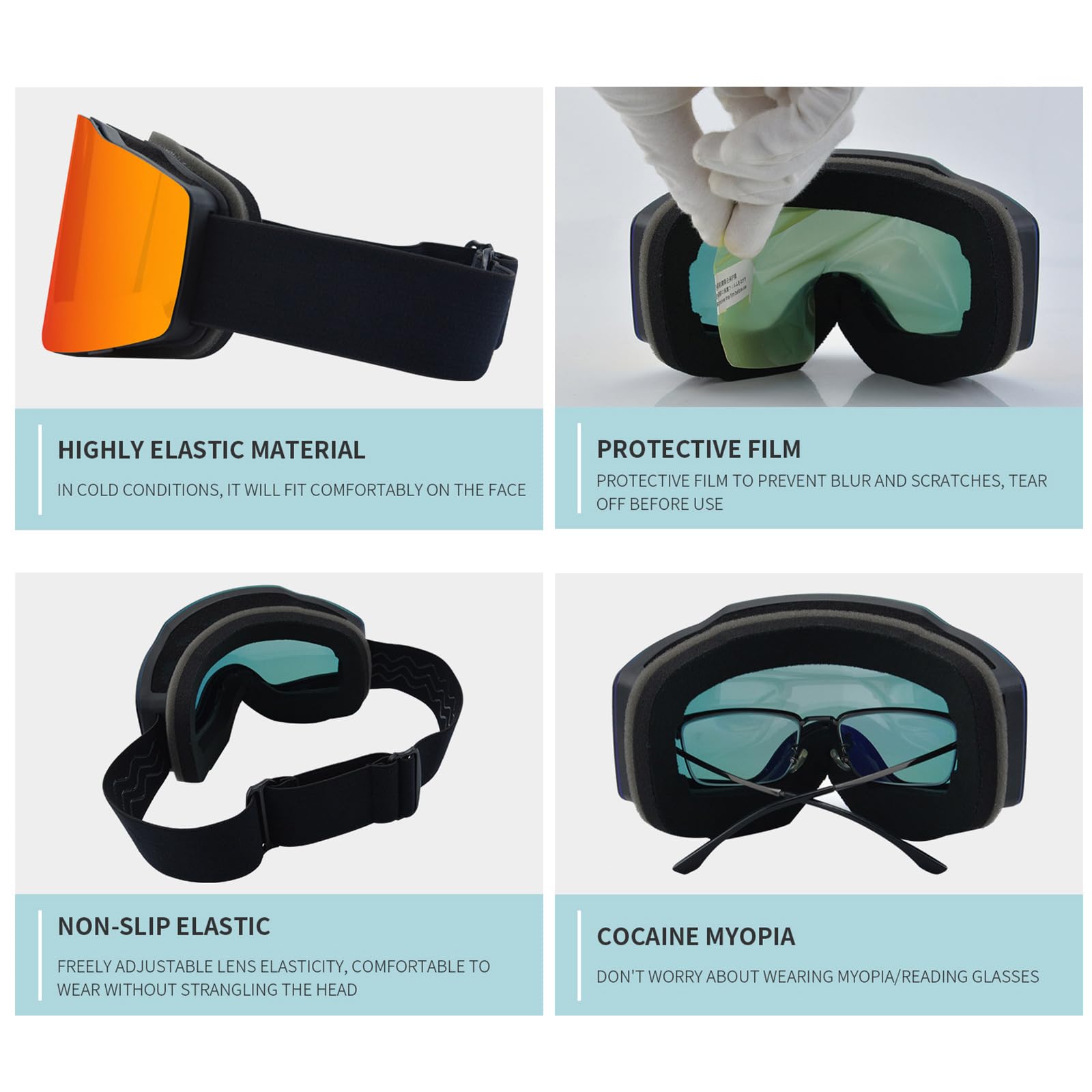 Protezione UV Lenti Anti Nebbia Occhiali da Neve Grande Visione Pattinaggio Occhiali da Sci per Uomini Donne Snowboard