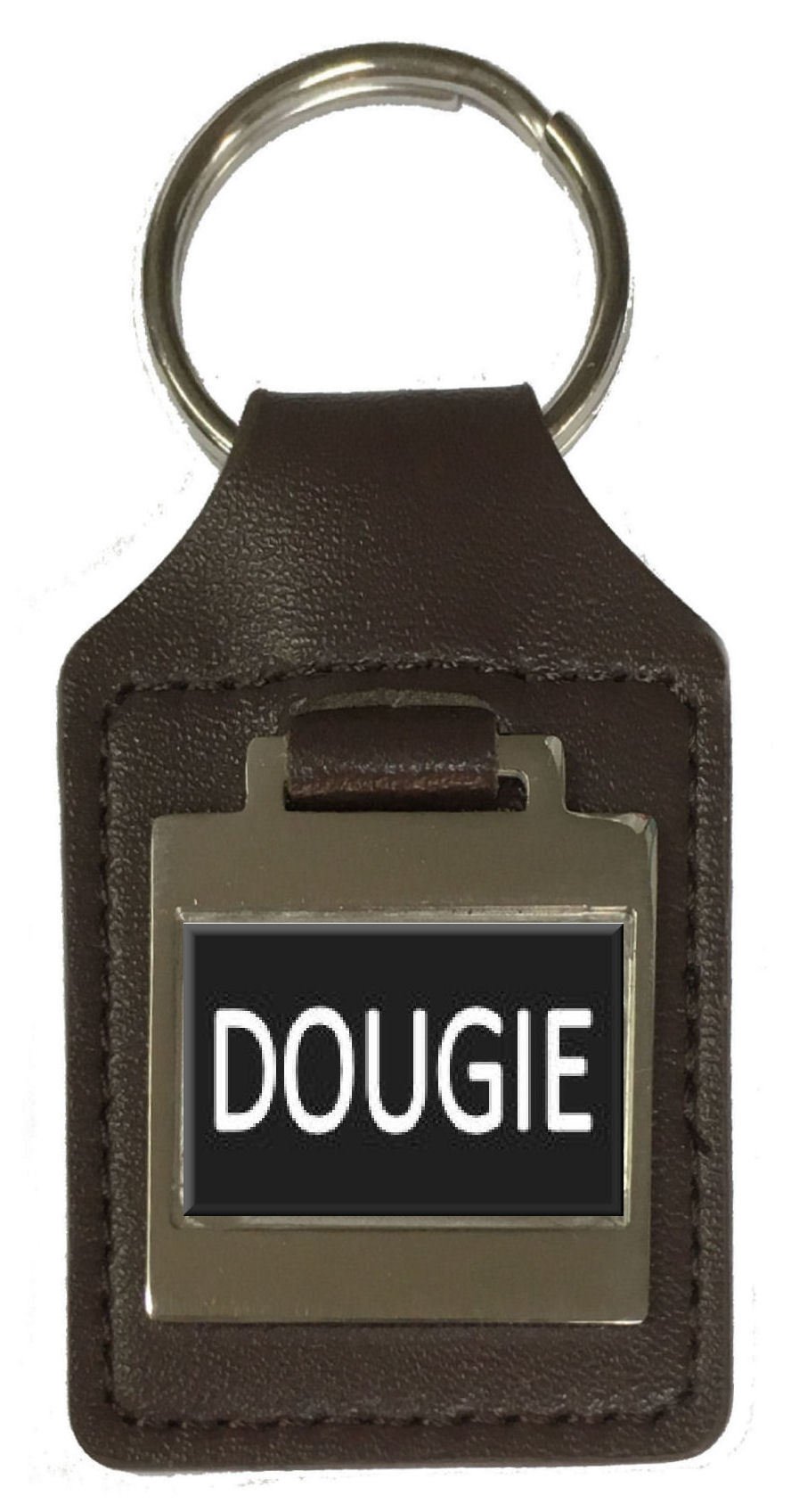 Llavero de cuero Nombre de cumpleaños Grabado opcional - Dougie, Porta Llaves