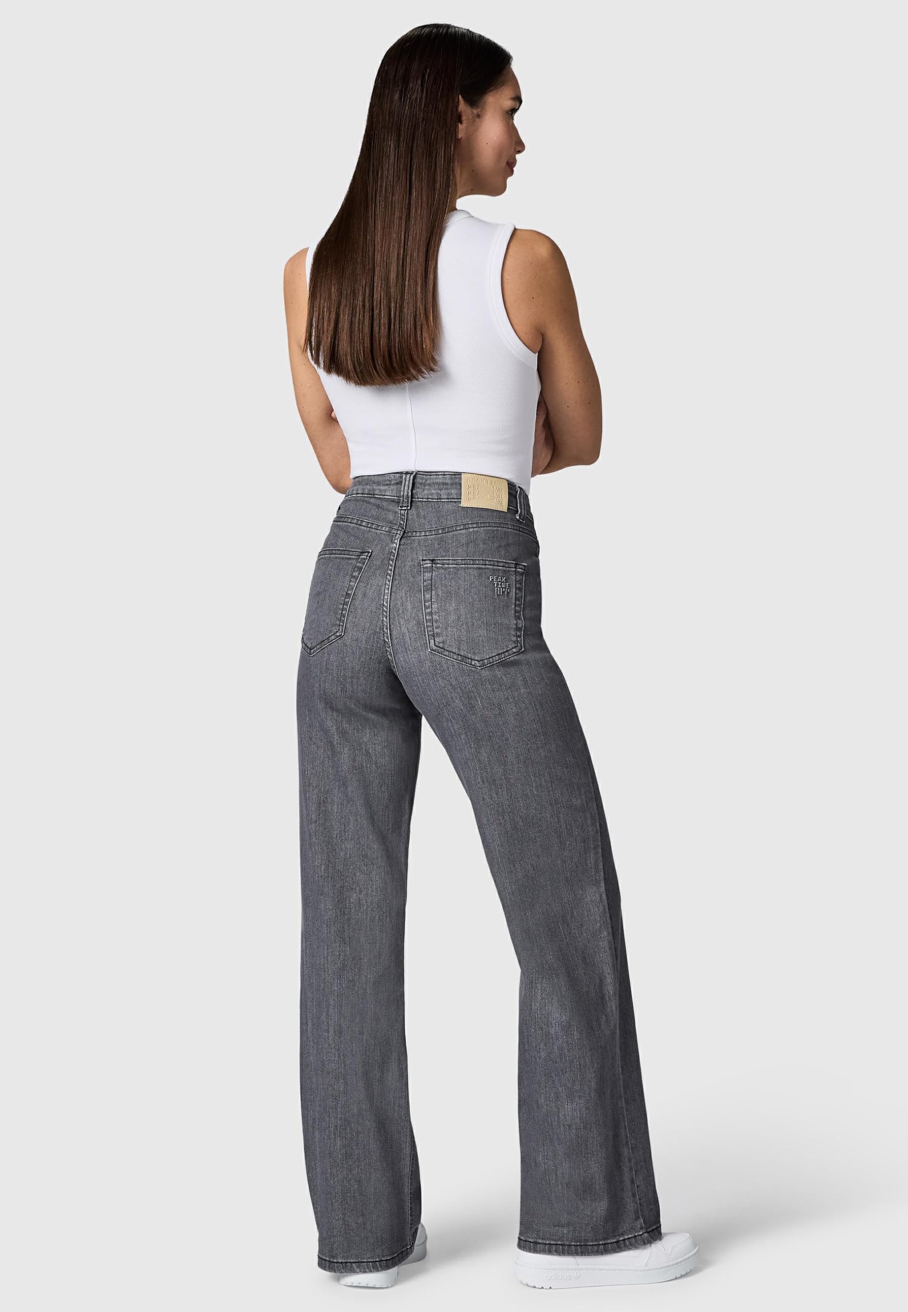 Peak Time Damen elastische Wide Leg Jeans High Waist 5-Pocket mit Bio-Baumwolle (GOTS Zertifiziert) Eklipsa