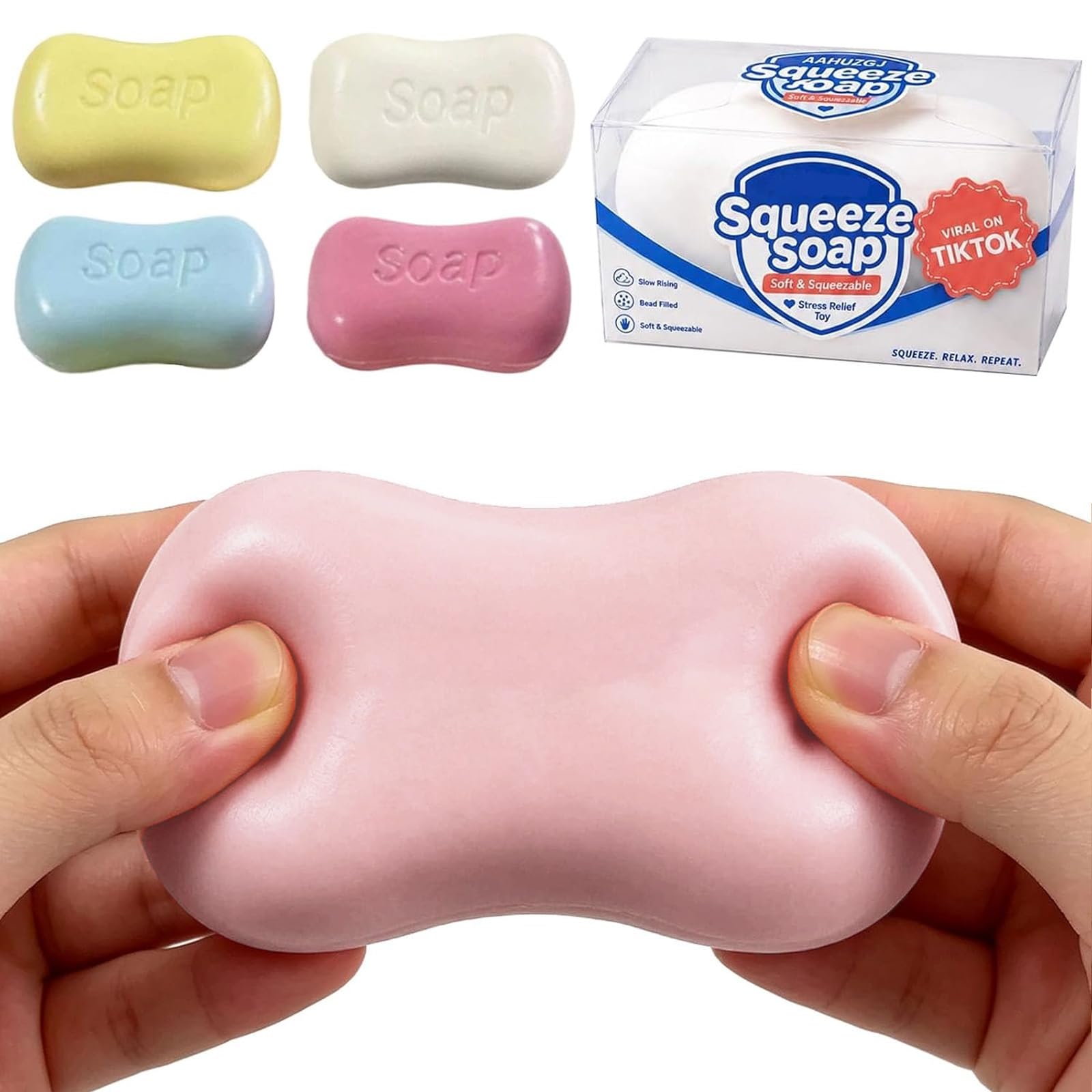 Crunchy Soap Squishy Asmr Stress Ball, Realistic Bar Soap Shape Bead-Filled Crunchy Squishy,Soaps Squeezer Stress Relief Toy,Fidget Toy for Office Desk Anxiety Relief (07#, one-size)