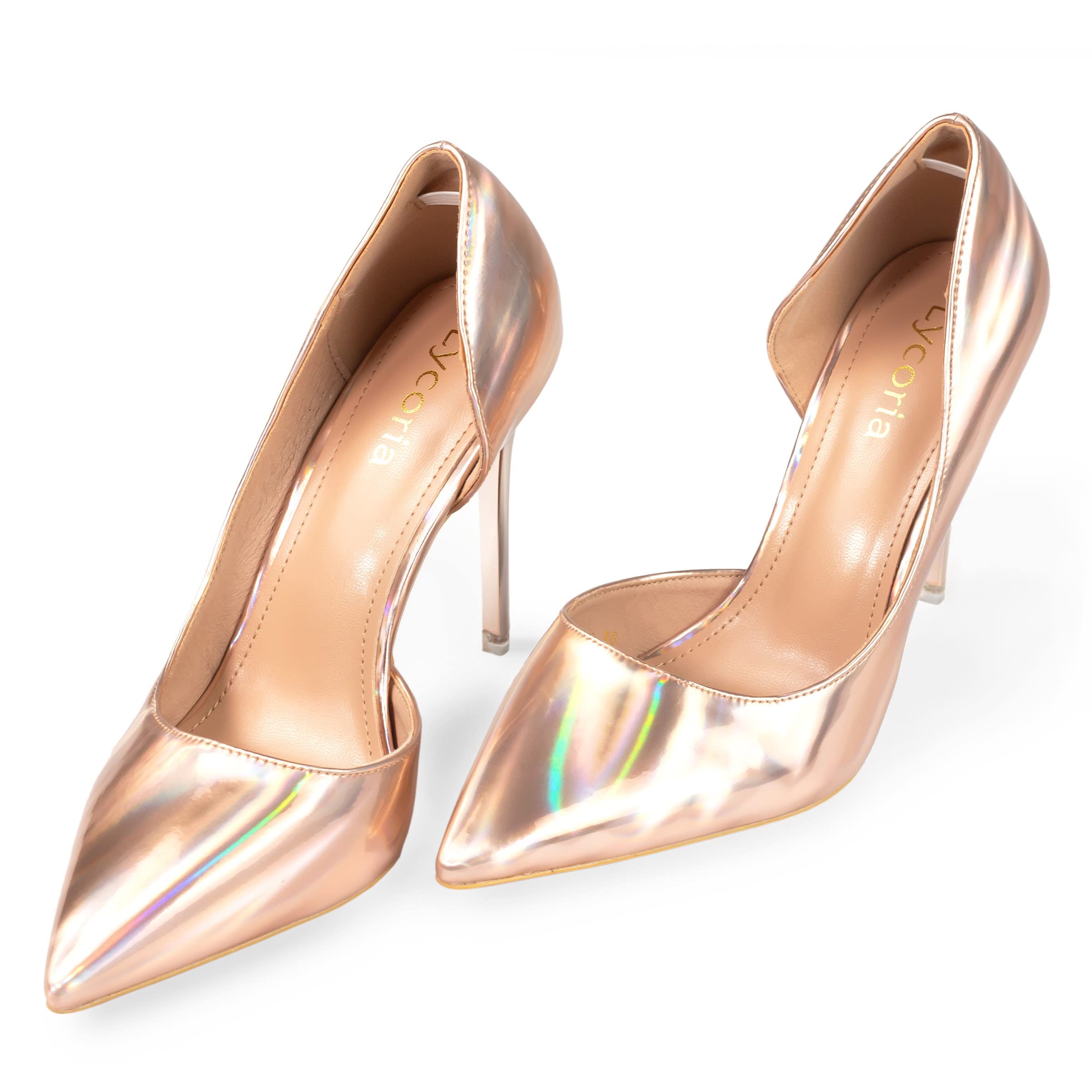 Metallic Laser Gloss Stiletto Heels 10cm, Work and Party High Pumps