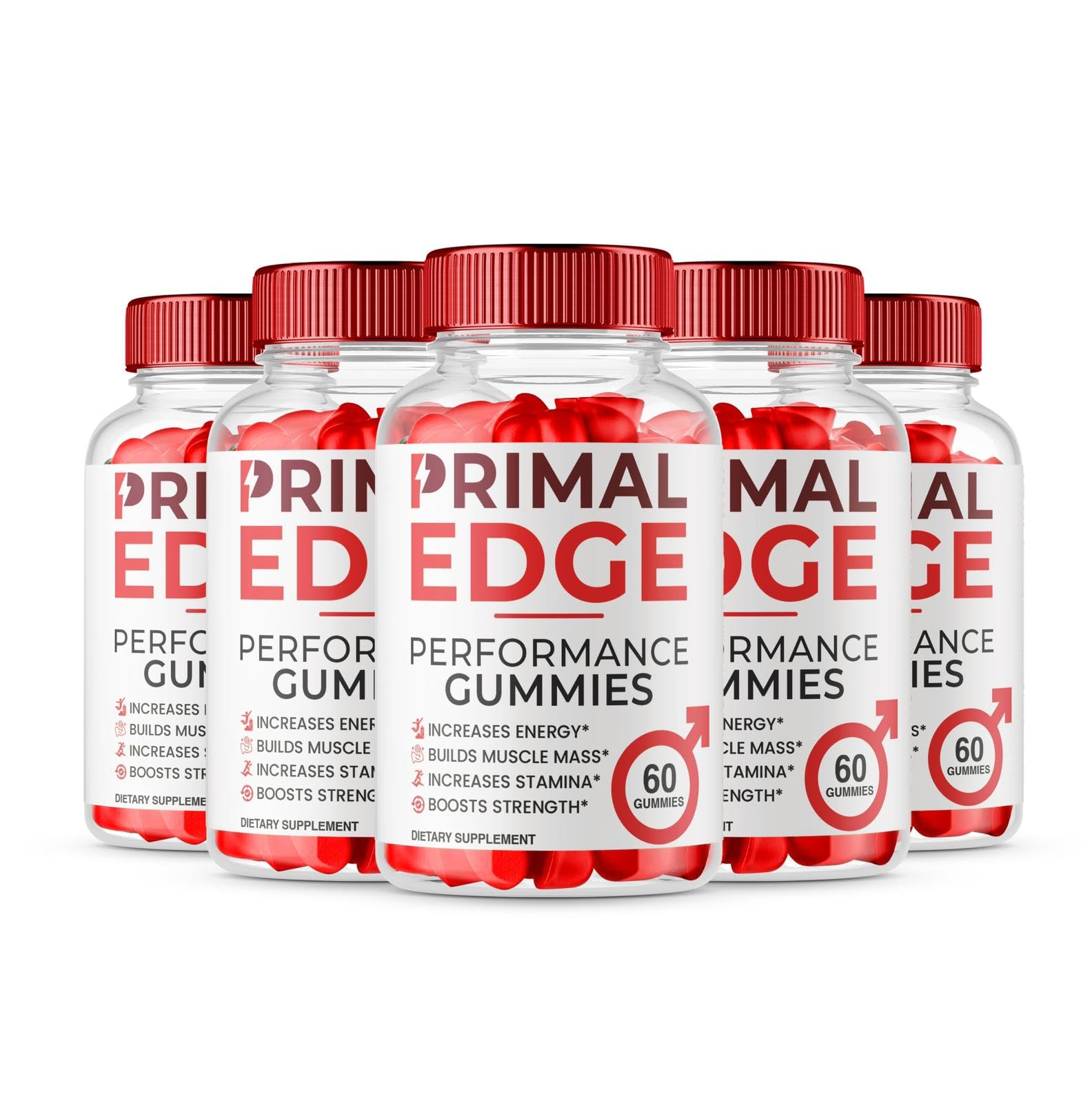 (5 Pack) Primal Edge Mens Gummies, Primal Edge Advanced Formula Gummies, PrimalEdge Max Strength 1000 MG Chewable, PrimalEdge Boosts Strength Gummies (300 Gummies)