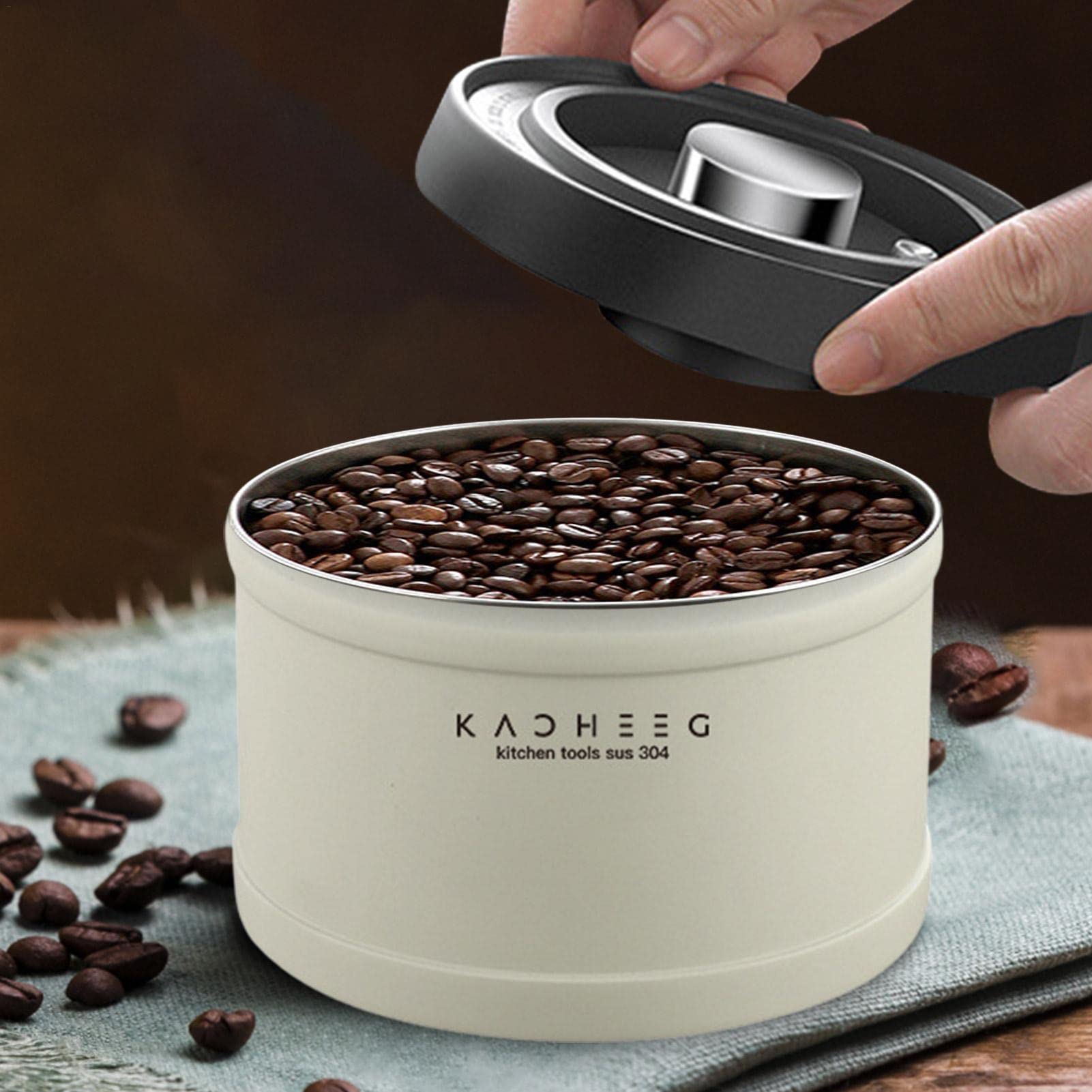 Vakuum-Aufbewahrung von Kaffee, Behälter mit Leerpumpe, Behälter für Vakuumbehälter für Kaffeebohnen, gemahlenen Kaffee, Lebensmittel 