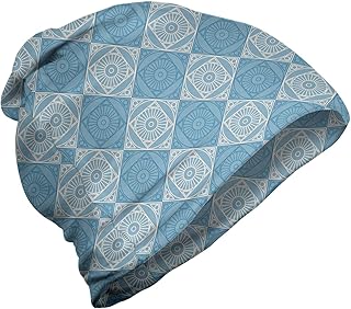 Geometrico Berretto Cappello Unisex, Modulo Egiziano, Morbido per Tutte Le Stagioni Escursionismo e attività All'aperto, Verde Acqua e Giallo Pallido