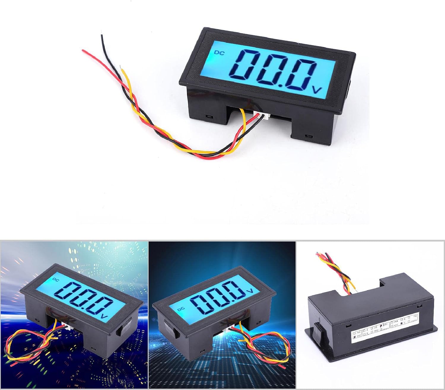 Oumefar LCD Battery Monitor Digital Display Voltage Meter Monitor Three Wire Voltmeter Accurate Measurement Voltage Tester Voltage Display Module for Car Motorcycle(DC0-100V)