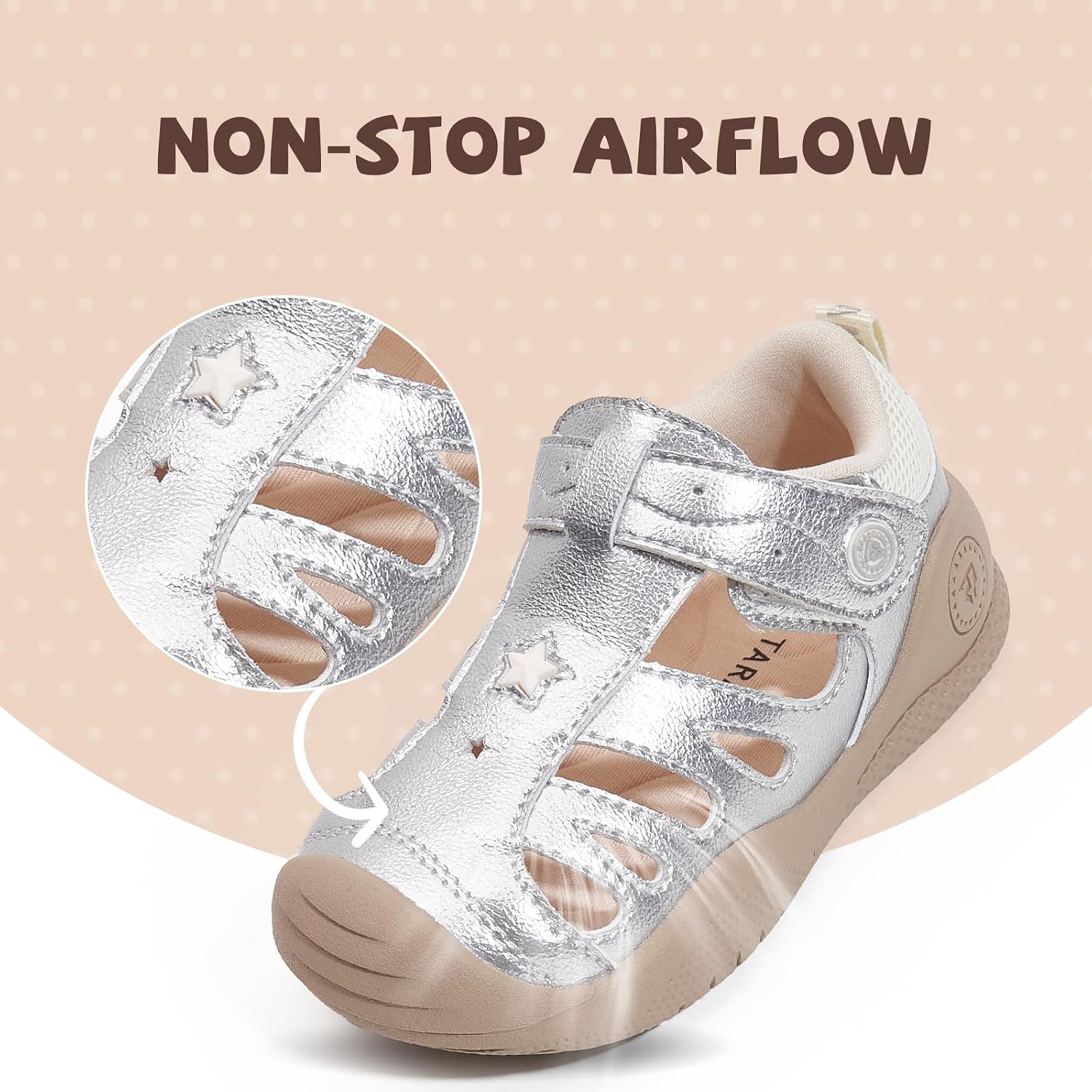 TARANIS Toddler Boys Girls Leather Sandals Closed-Toe Outdoor Leather Athletic Shoes