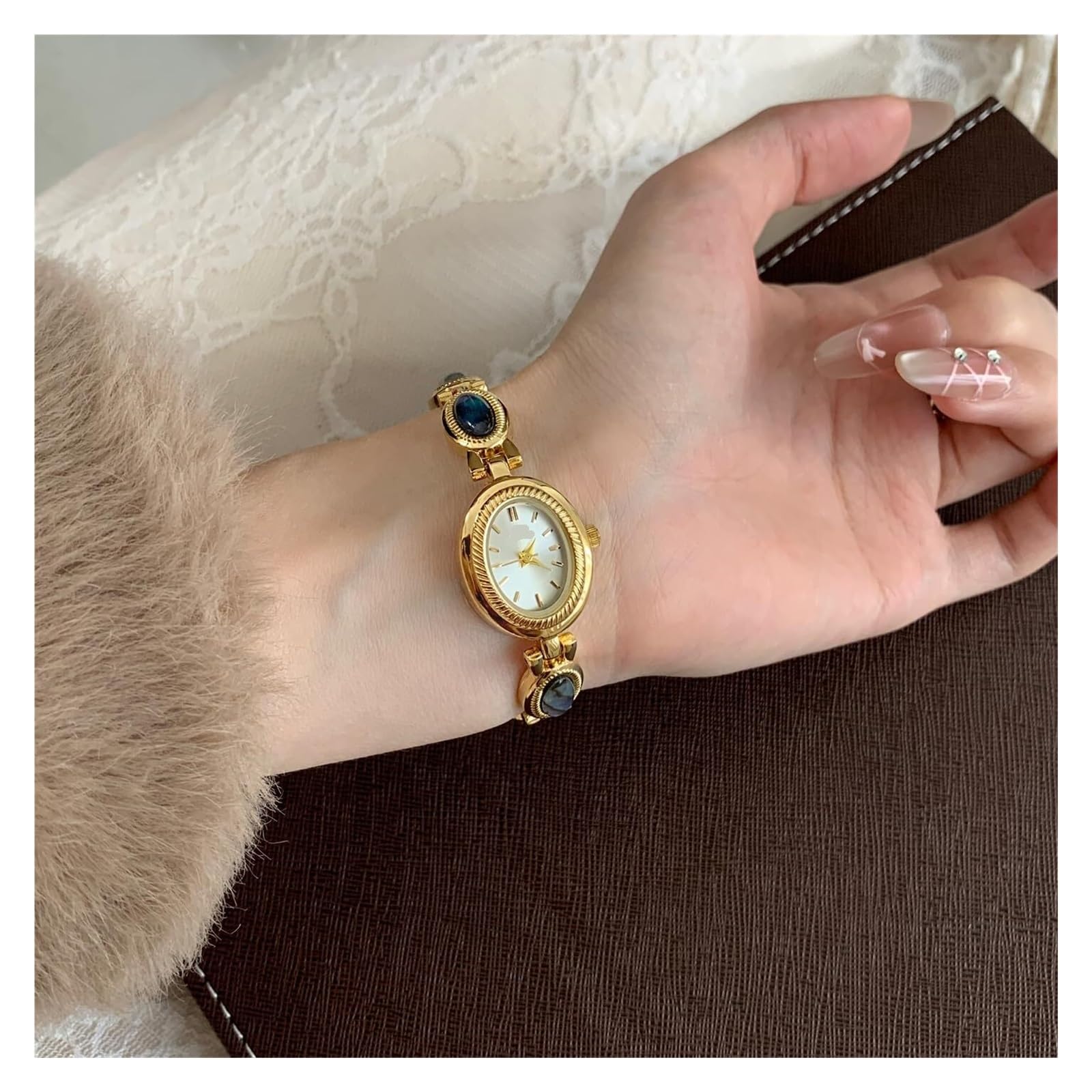Orologi da donna di lusso vintage con bracciale in giada, quadrante ovale, moda, delicato, impermeabile, al quarzo, orologio da polso da donna watch