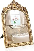 YUSONG 7" Vintage Gold Antique Makeup Vanity Mirror - Tabletop Desk or Wall Decor for Bedroom, Living Room, Resin Frame