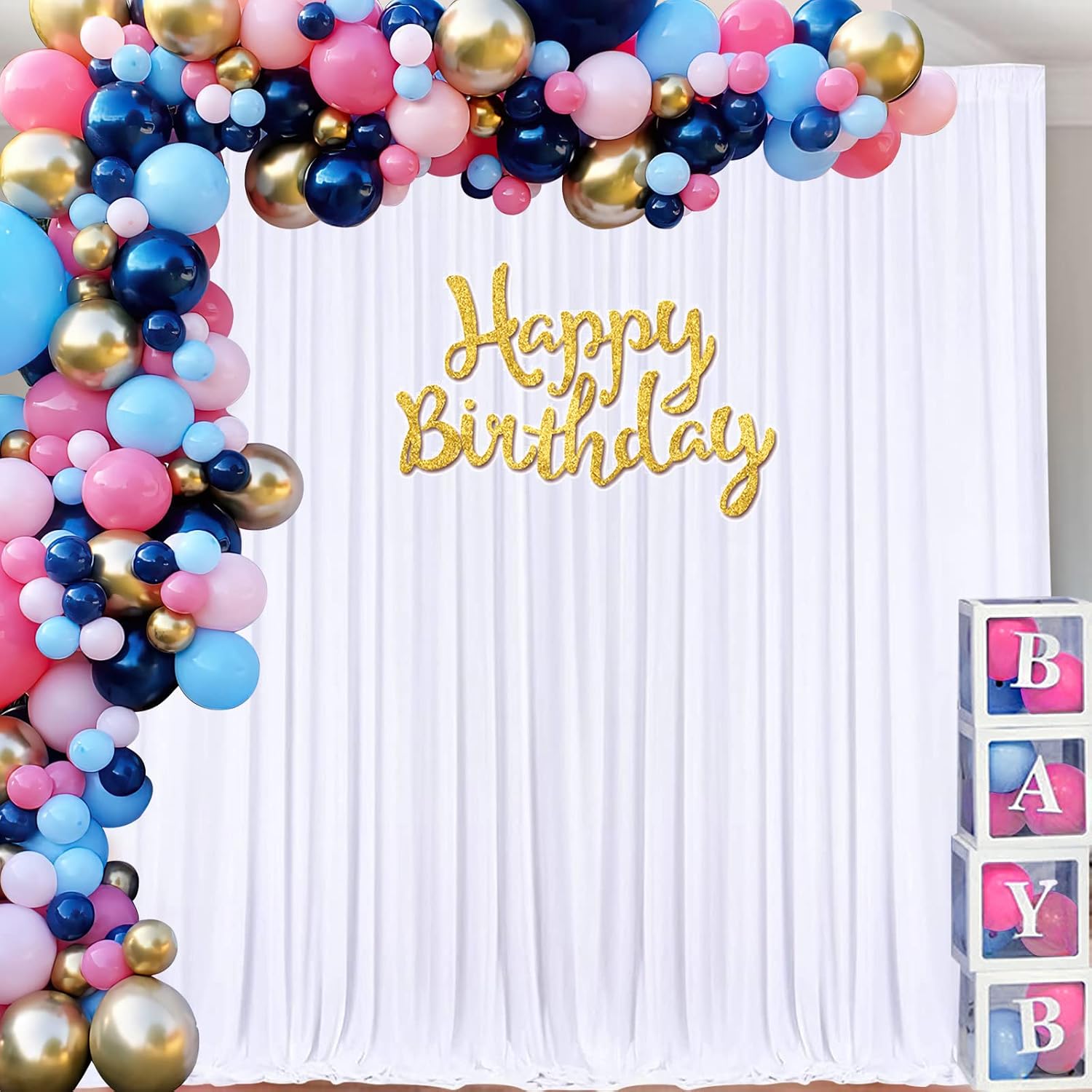 10ft x 10ft White Backdrop Curtains for Parties Thick White Backdrop Drape for Wedding Baby Shower 2 Panels 5ft x 10ft