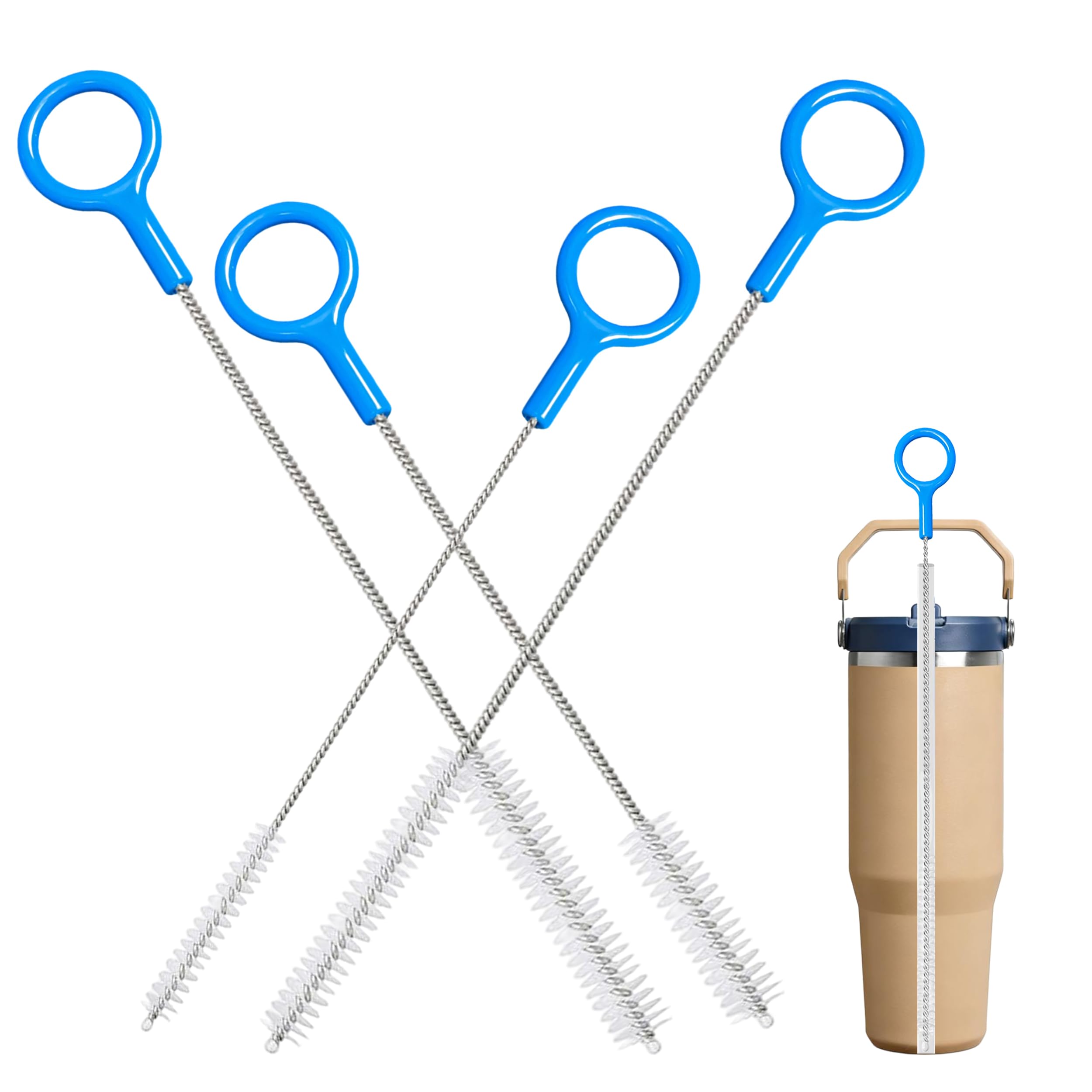 Straw Cleaner Brush Set Include 2 Size(12+10 Inch),Straw Brush Cleaner with 3mm Thick 304 Steel Wire,Straw Cleaning Brush for Baby Bottle,Stanley Straw Cleaner Brush for 20/30/40oz Stanley Cups.