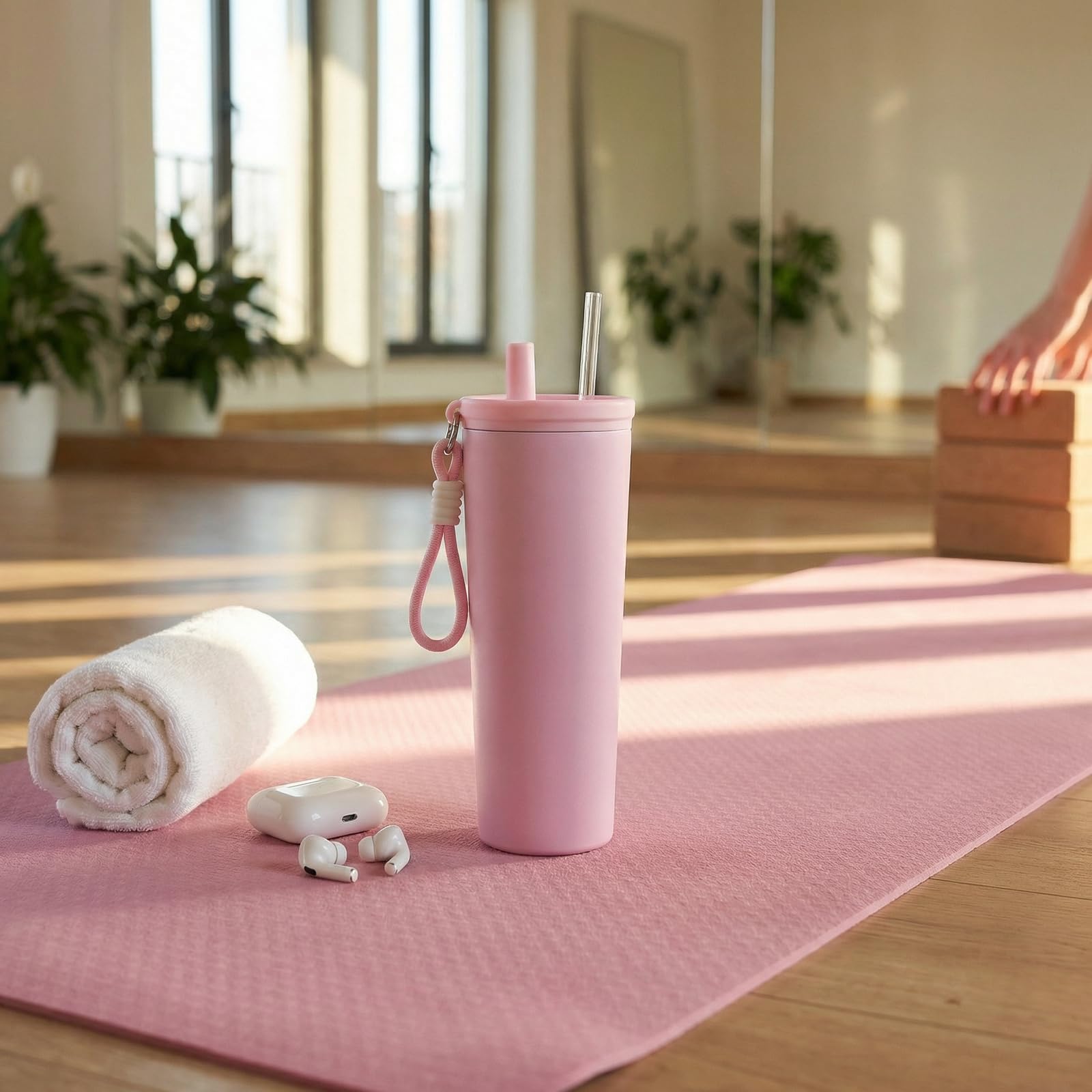 Ziyonix 750ML Thermobecher mit Deckel und Strohhalm, Edelstahl Isolierbecher für Frauen, Auslaufsicher Trinkbecher für Heiße und Kalte Getränke (Rosa) Küche, Haushalt & Wohnen