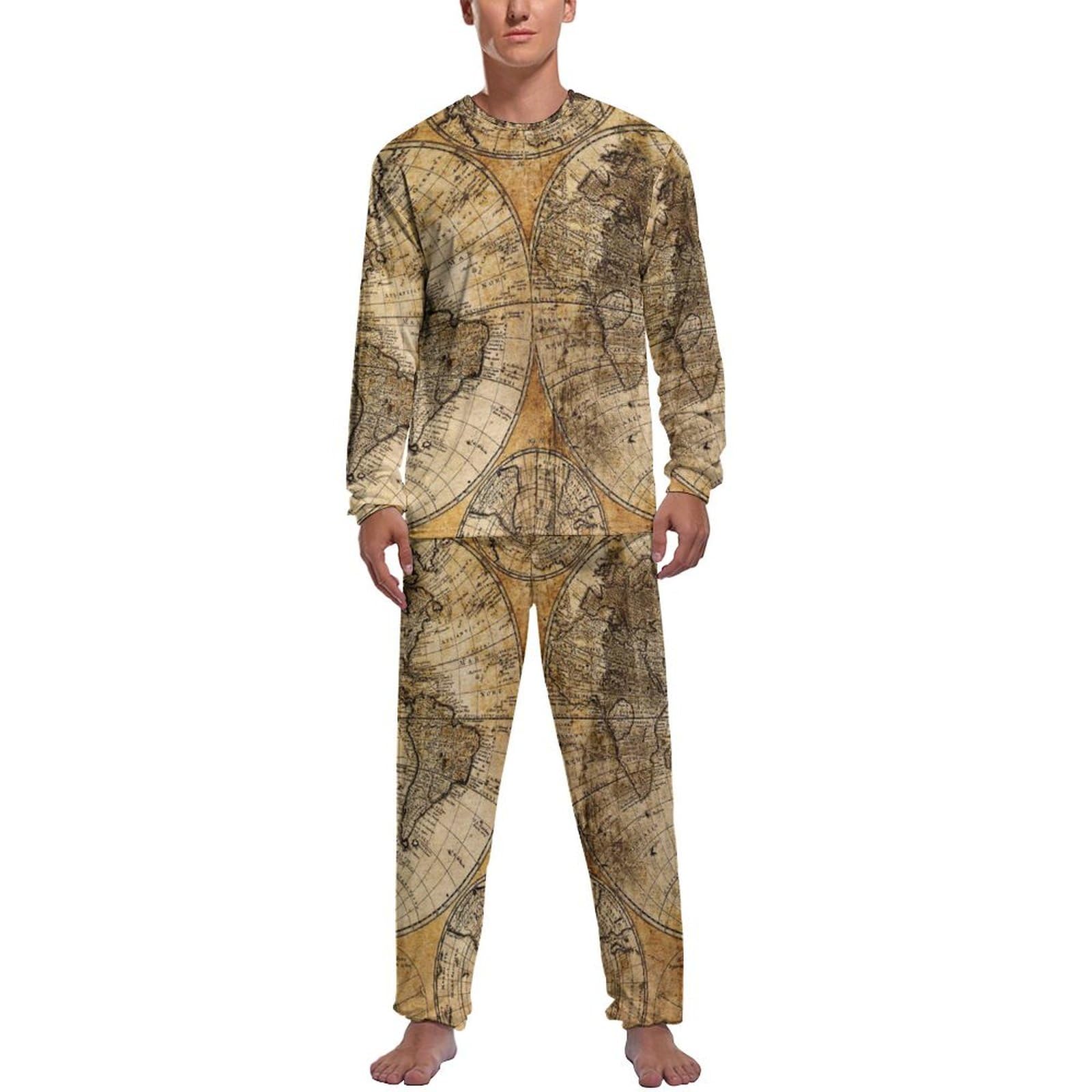 Pyjama homme manche longue style carte ancienne pour des nuits douces - 6
