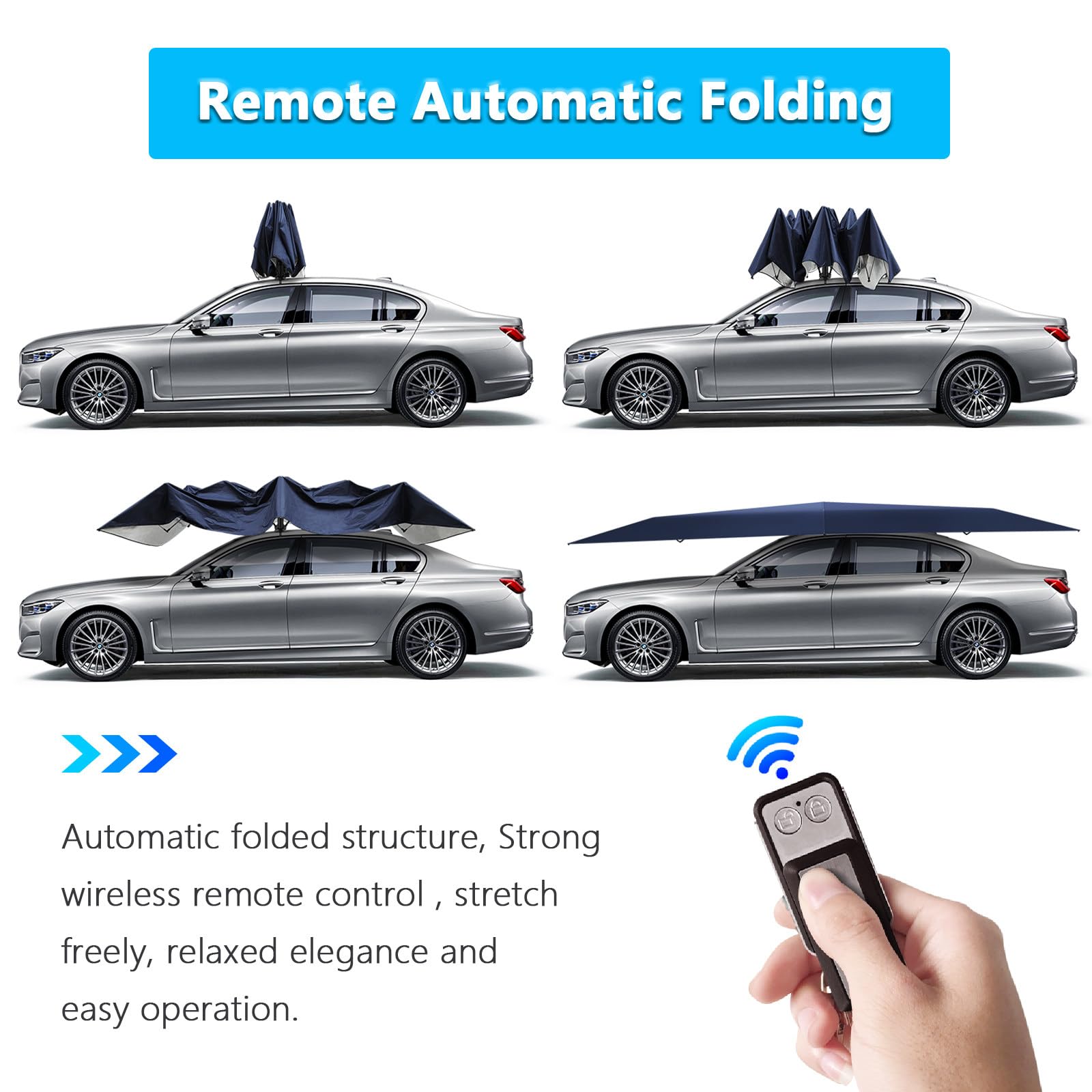Tenda per Auto Universale, Posto Auto Coperto Mobile, Tenda per Auto Automatica, ombrellone per tettuccio per Auto per Tenda da Esterno, Adatto alla Maggior Parte dei Tipi di Auto,4.8m