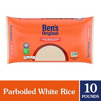 BEN'S ORIGINAL Enriched Long Grain White Rice, Parboiled Rice, 10 lb Bag