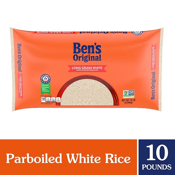 BEN'S ORIGINAL Enriched Long Grain White Rice, Parboiled Rice, 10 lb Bag