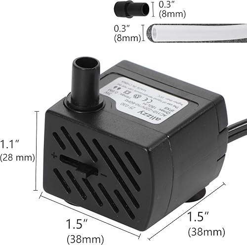 Miniatura 7 de alizzy Bomba de agua pequeña de 50 GPH (180L/H) de 3 W con tubo y flujo ajustable para fuente de mesa, acuario, hidropónico, pecera
