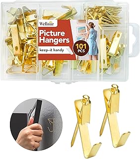 WELLNUR 101pcs Picture Hooks | Picture Hanger...,