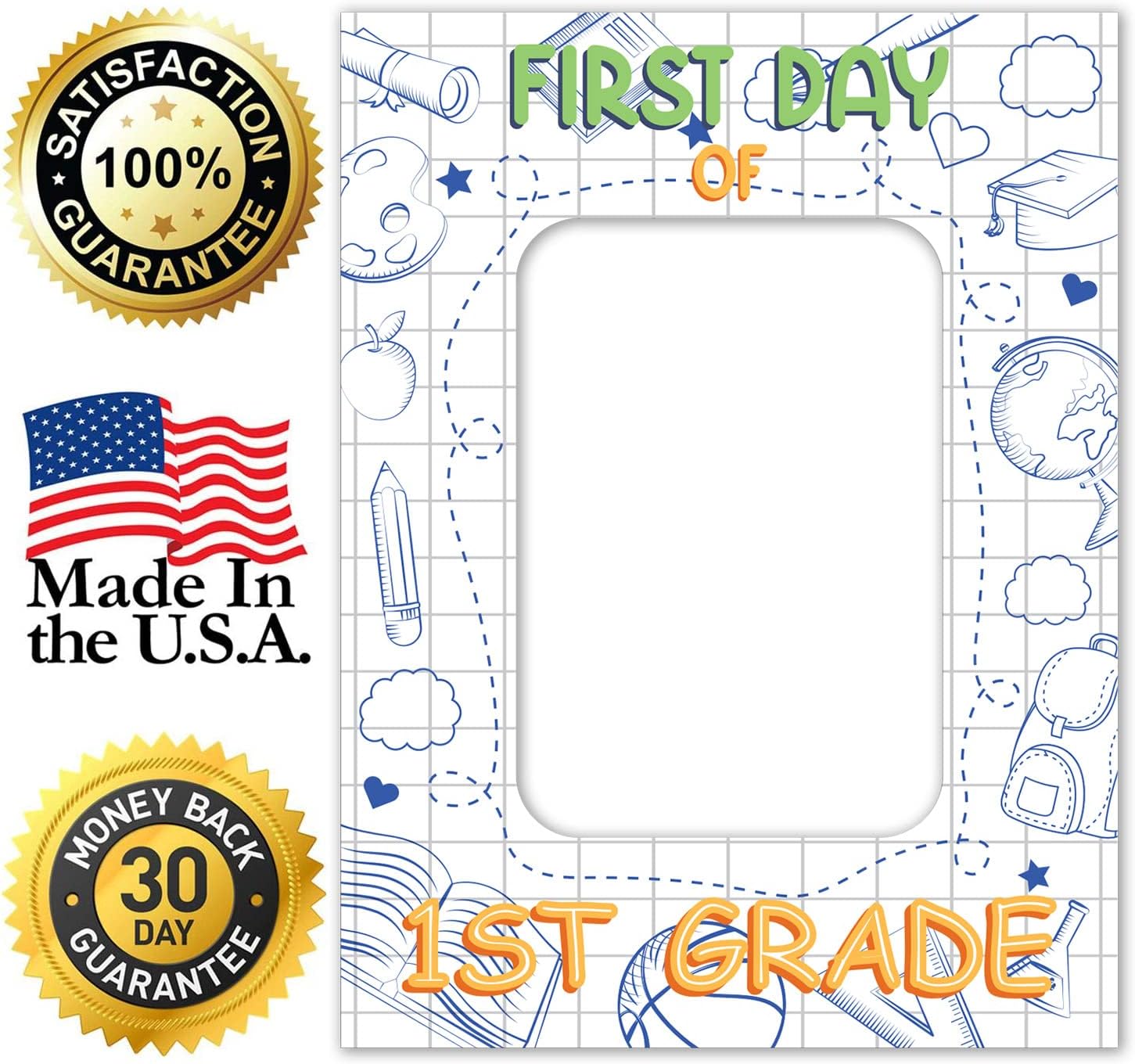 Soul Décor Back to School Photo Prop Board, Picture Frame First Day of 1St Grade of School, Cute and Creative First Day of School Picture Idea, Cut Out Board Sign, Coro Plastic, Made in The USA