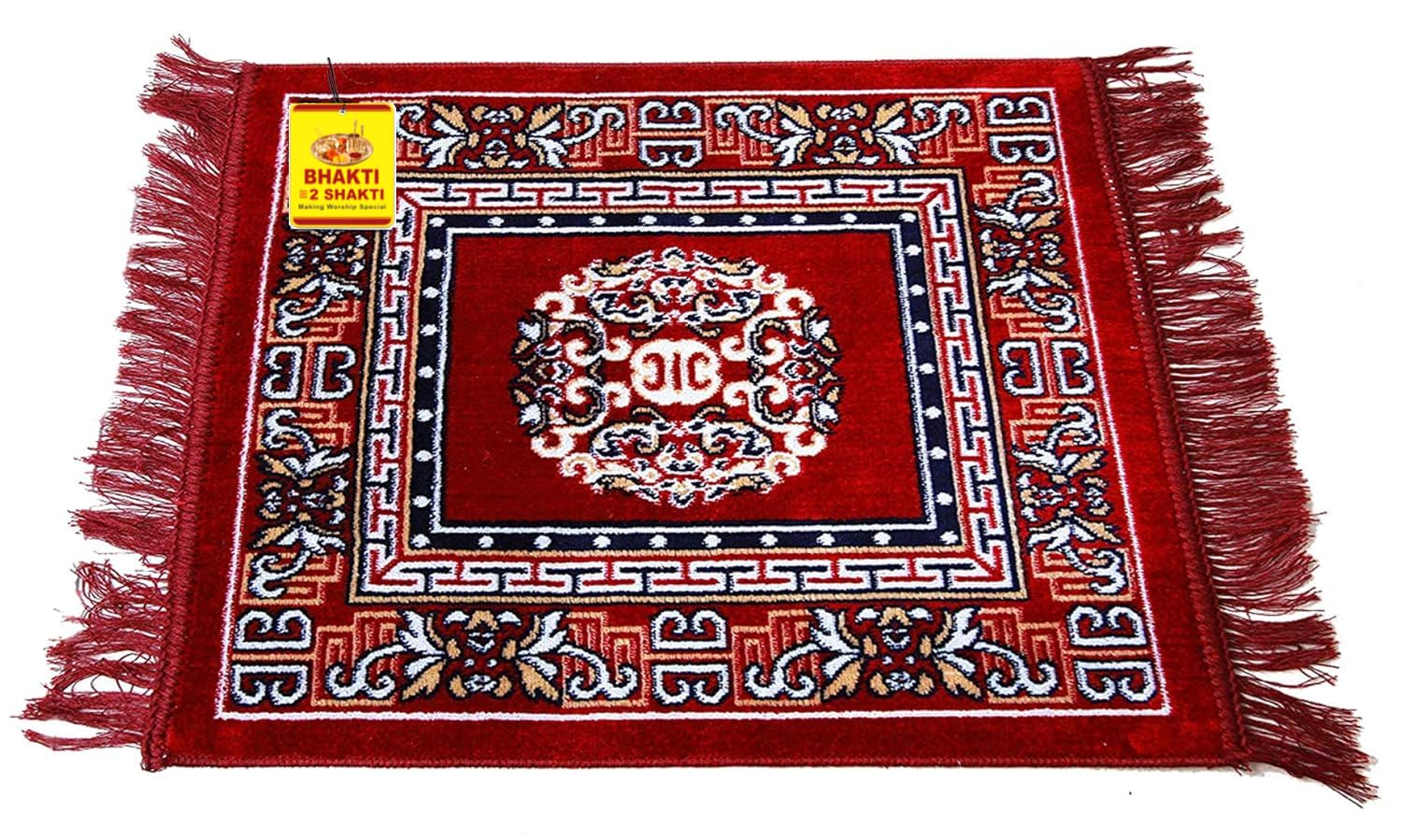 Bhakti2Shakti Traditional Asana for Puja (24inch x 24inch) - Soft Velvet Aasan for Pooja | Prayer | Sitting | Meditation - Small Carpet Mat Rug for Floor - Red Color | 2 feet Aasan-picture-31
