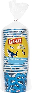 Glad for Kids Rocket Ship Paper Snack Bowls with Lids, 20 Count | Disposable Snack Cups with Lid in Rocket Ship Design | Heavy Duty Disposable Soak Proof Microwavable Paper Bowls for Soup, Ice Cream