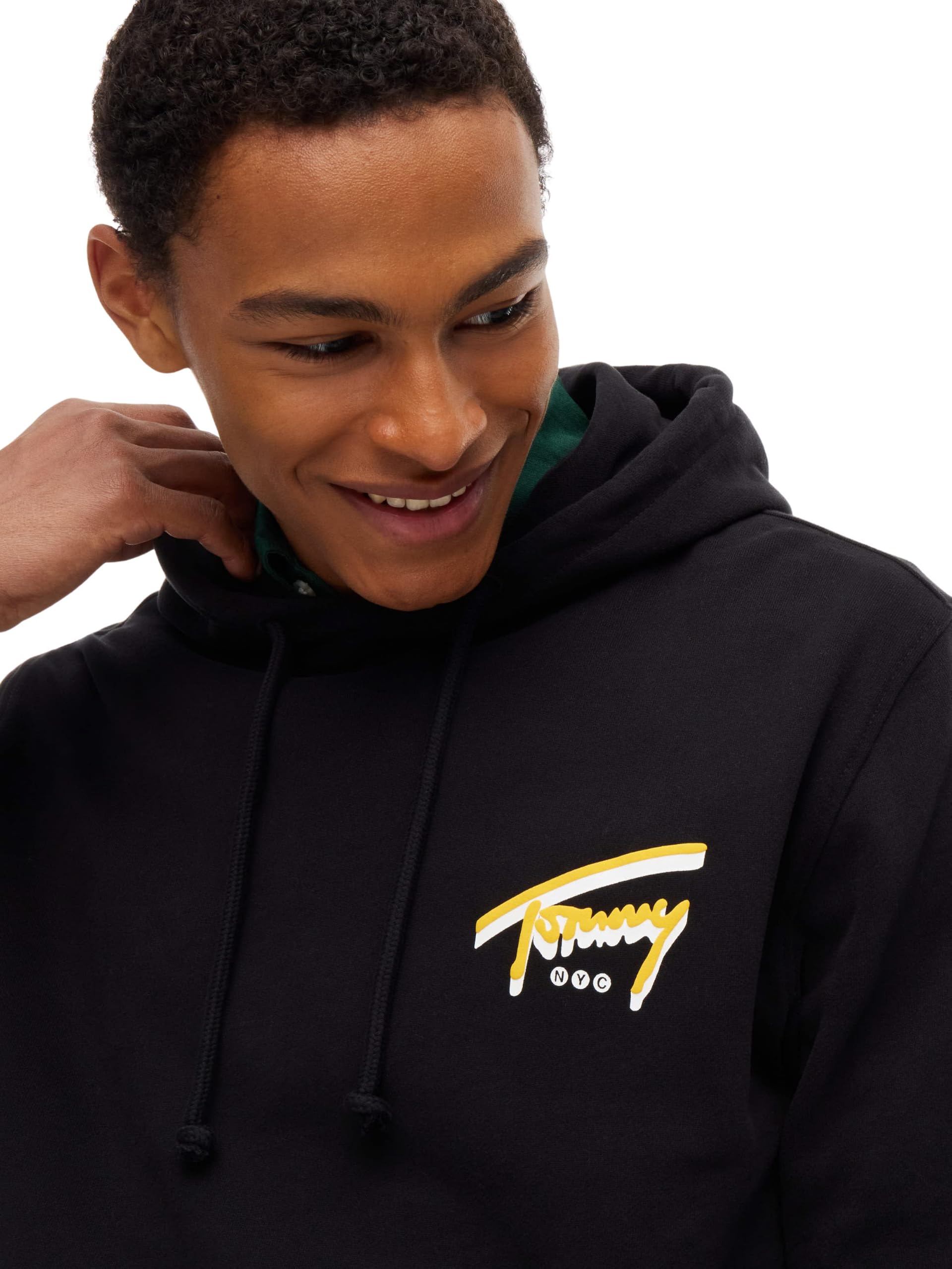 Tommy Jeans Men Sweatshirts TJM REG NYC Signature Hoodie EXTDM0DM23583 Black (Black), XS