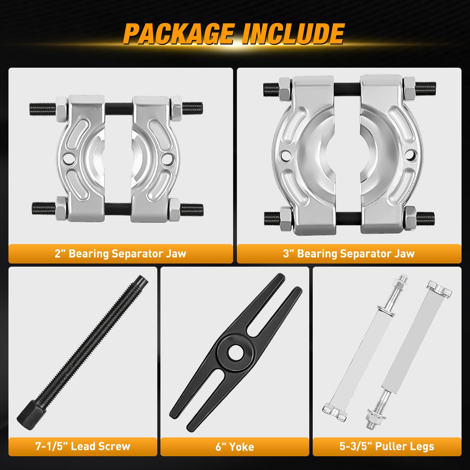 GOOACC Kit de 14 extractores de rodamientos, separador de rodamientos de capacidad de 5 toneladas con mandíbulas de 2 y 3 pulgadas, extracción de rodamientos de rueda y juego de extractor de eje de