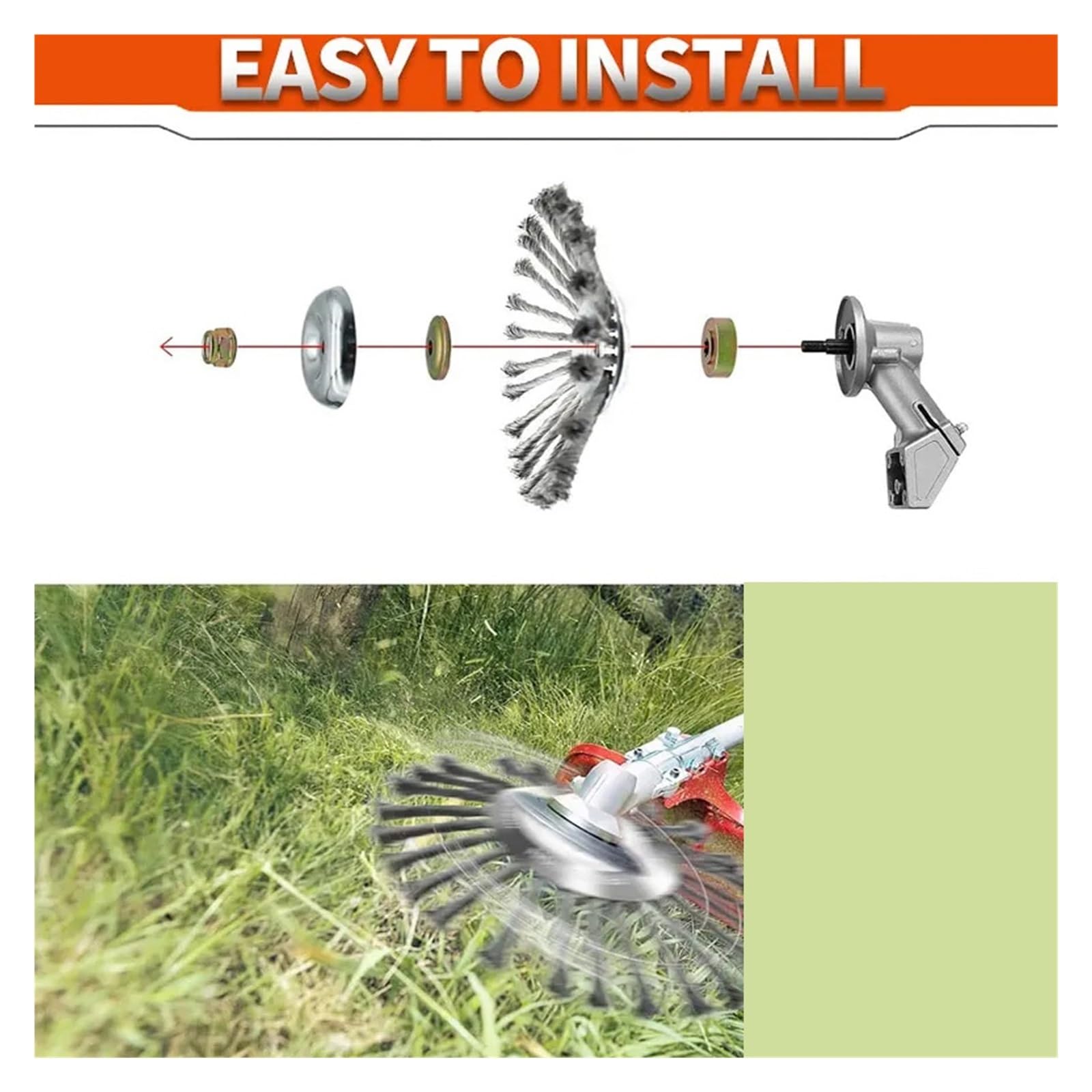 Genérico Rueda de Alambre de Acero, Compatible con cortacésped, Cabezal Cortador de Cepillo Universal for deshierbe, Herramienta de Limpieza for Eliminar óxido(10in with Adapter)