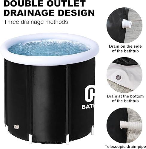 Miniatura 5 de HotMax Bañera de hielo portátil para la recuperación, bañera fría para atletas, baño de hielo o baño caliente para adultos, barril de hielo, terapia