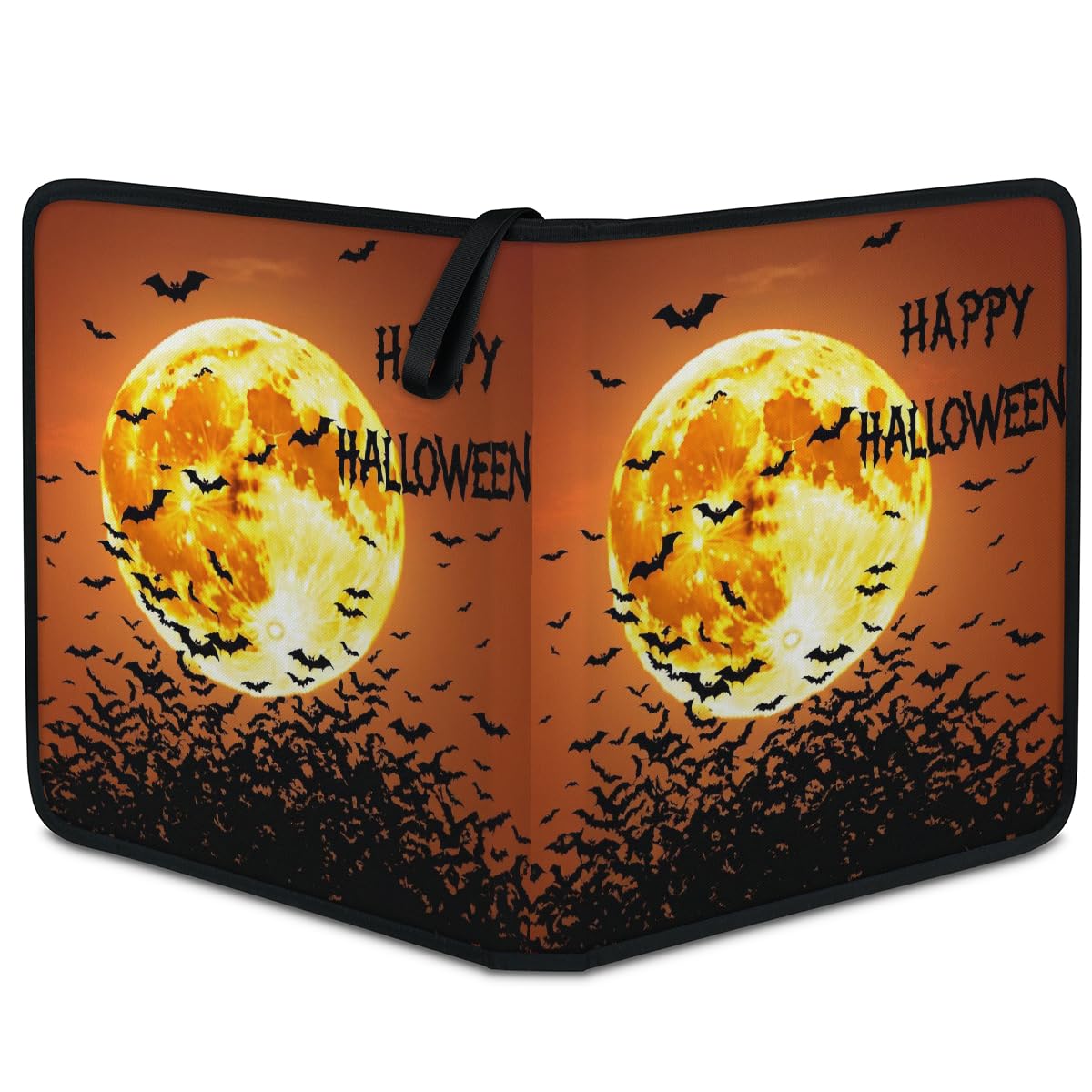 Raccoglitore per carte collezionabili con 9 tasche, motivo pipistrelli di Halloween, con maniche rimovibili, impermeabile, con cerniera, 50 pagine, capacità 900 carte