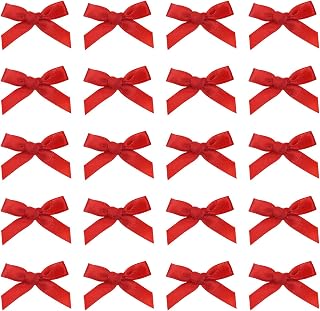 Penta Angel Mini Hair Bow Clips 20Pcs Small Satin Ribbon Bow Knot Hair Barrettes Pins Decorations for Women Wedding Halloween Costume Dress Up (20, Red)