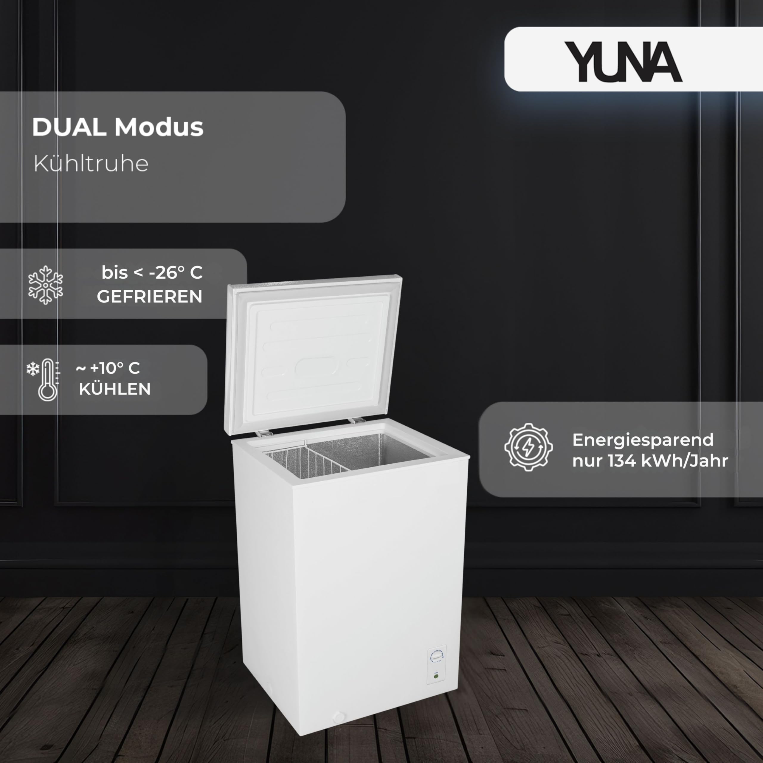 YUNA FROSTER 100 D Gefriertruhe DUAL Modus 4 Sterne Gefrierfach weiß