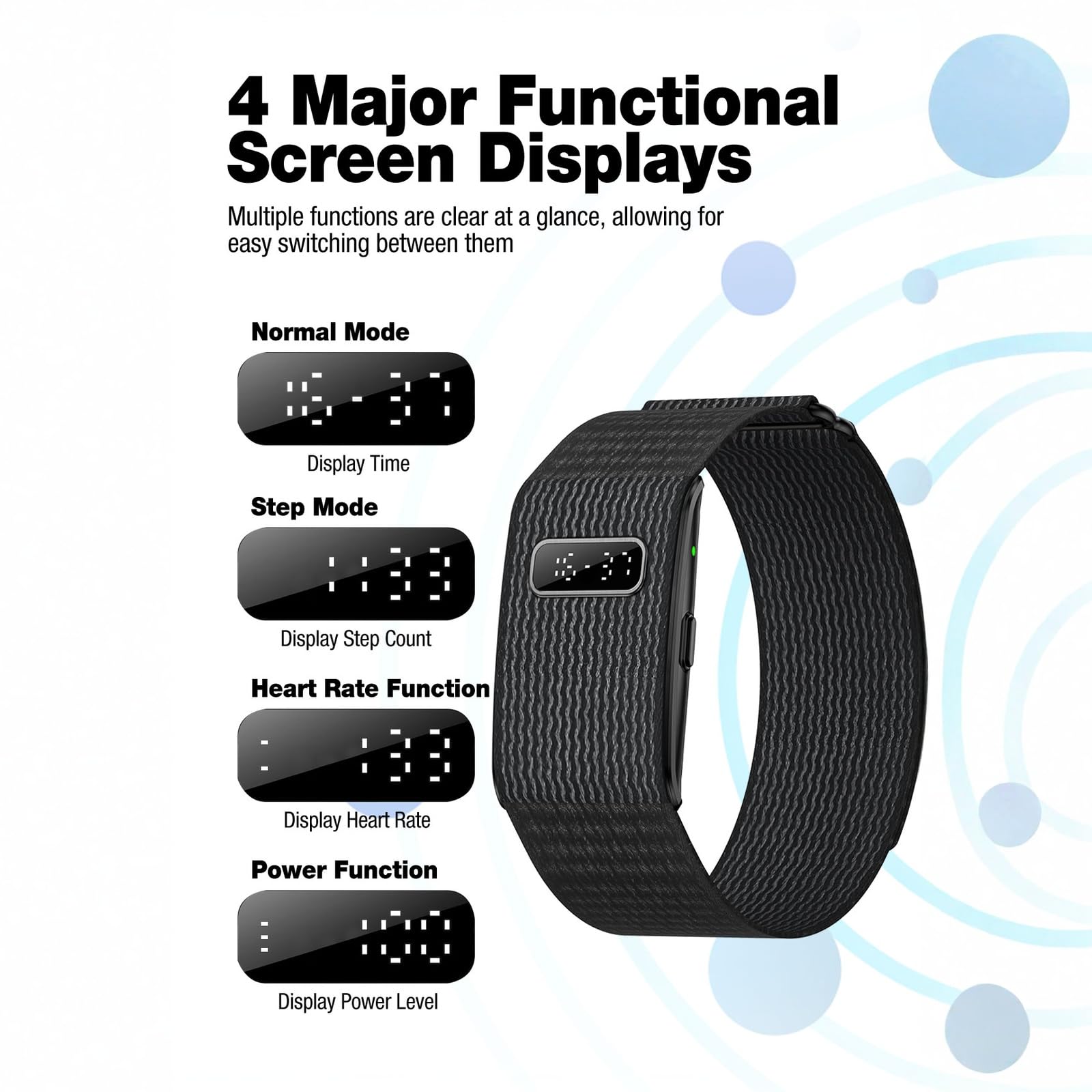 Health Guardian 30+ Tage Akku Smart Band mit winzigem Display, 24/7 Gesundheitsmonitor (HR/HRV/SpO2) & kostenlosem lebenslangen KI-Bericht, kein Abonnement (Schwarz)