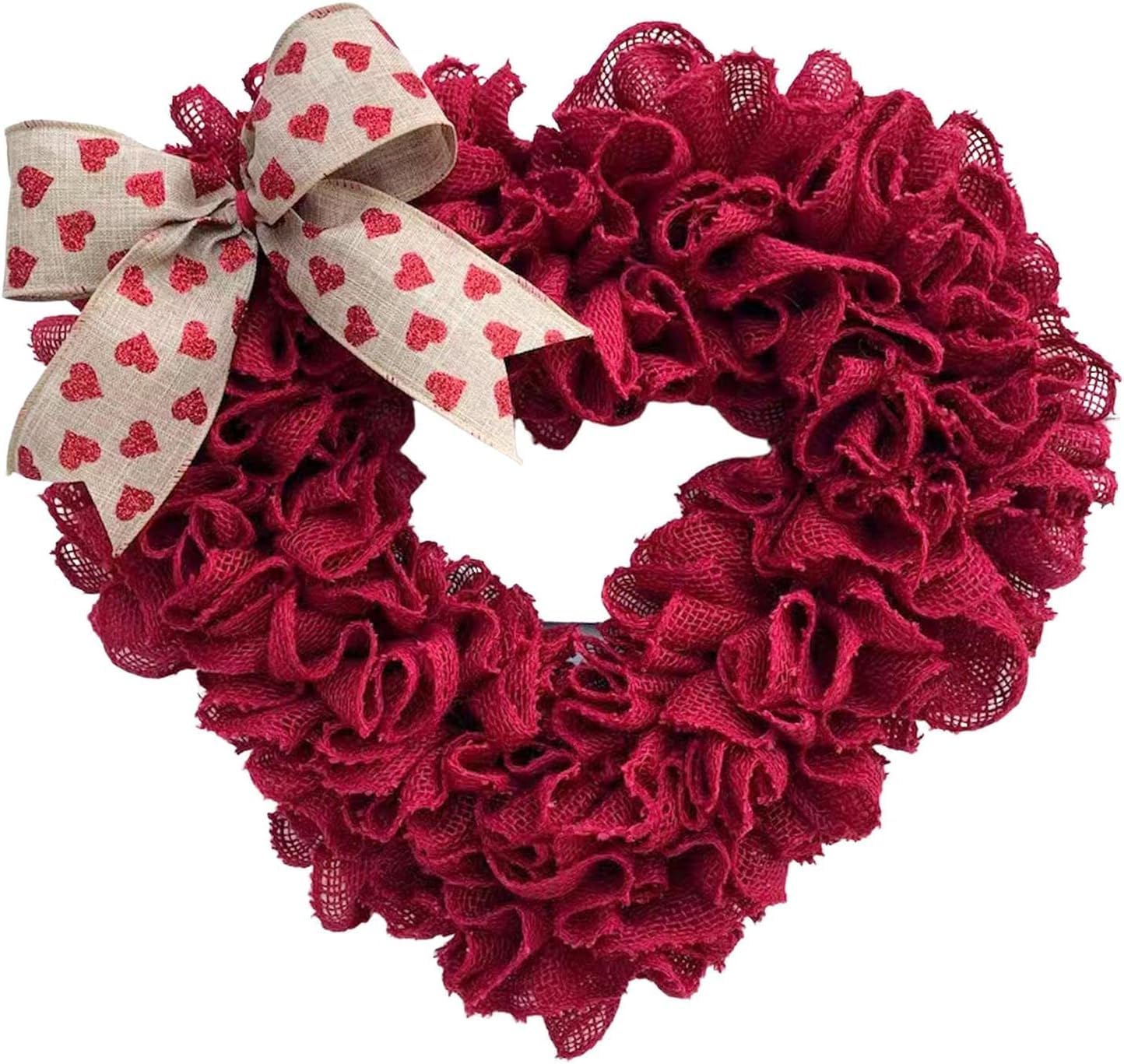 Ghirlanda da appendere alla porta d'ingresso, a forma di cuore, per San Valentino, festa di nozze, decorazione da appendere, 40 cm