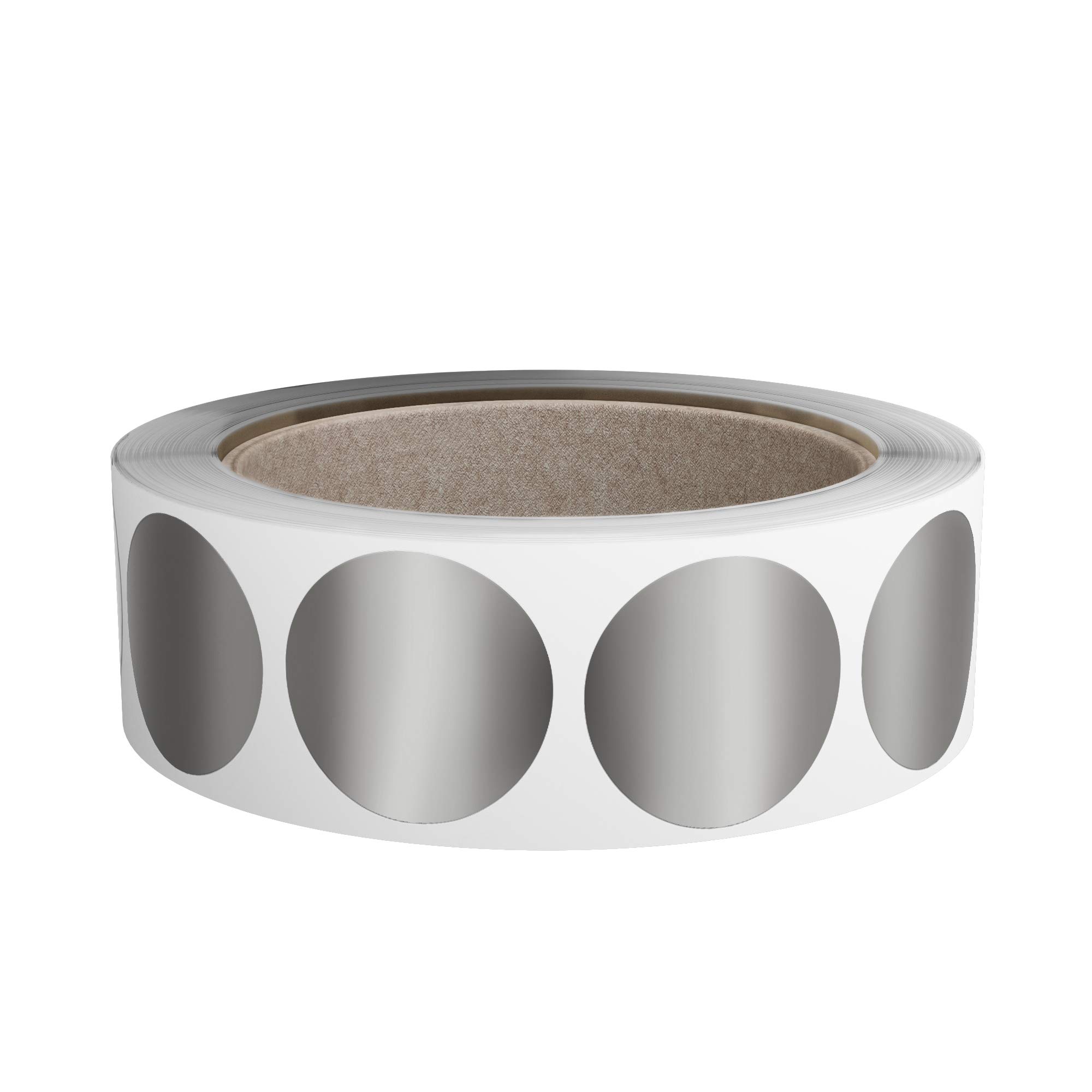 Royal Green 1.25 inch / 30mm Dot Stickers - Color Coding Label Roll for Marking & Labeling in Metallic Silver - (1 Roll -1000 Pack)