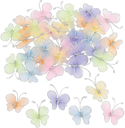 Fun Express, Mariposas de nailon para decoración, Paquete de 36 unidades