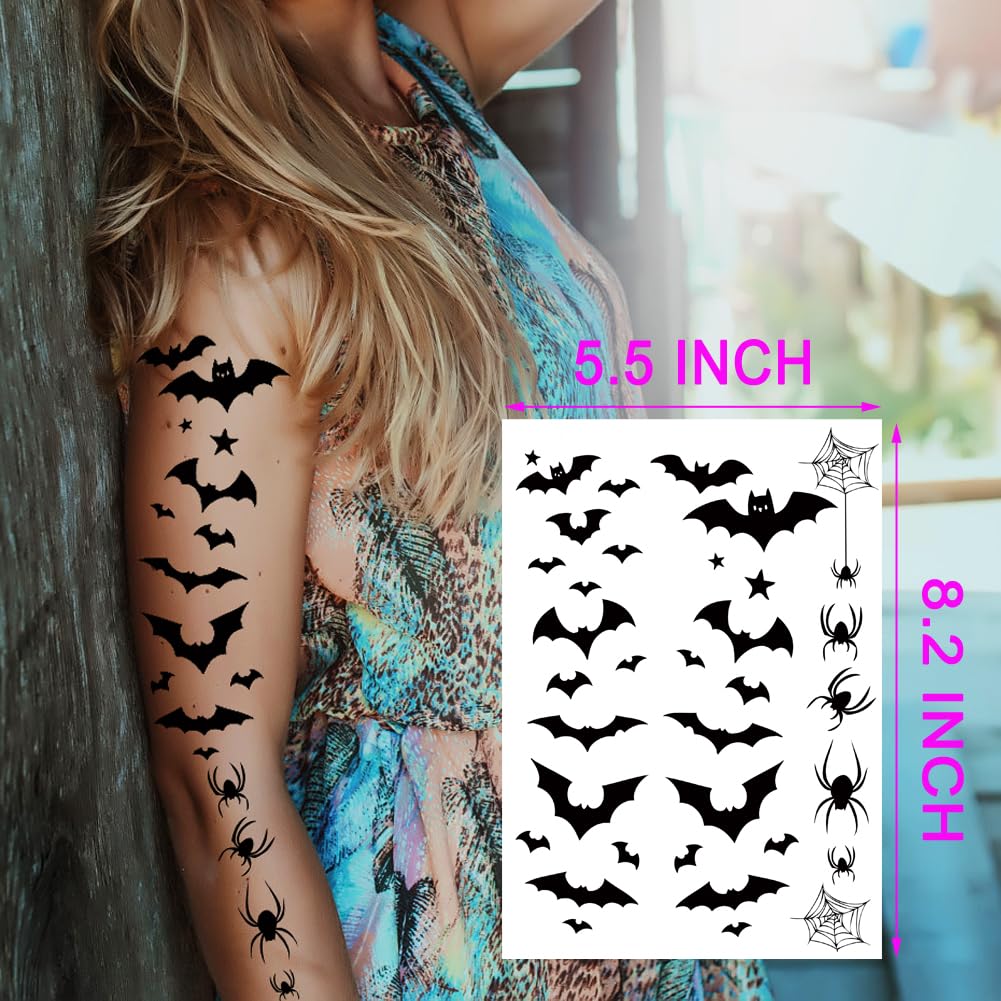 Tatuajes Divertidos Festivos DPKOW Pack De 12 Tatuajes Temporales De Halloween Para Niños – Calabaza, Araña, Murciélago Y Fantasma (Fáciles De Aplicar