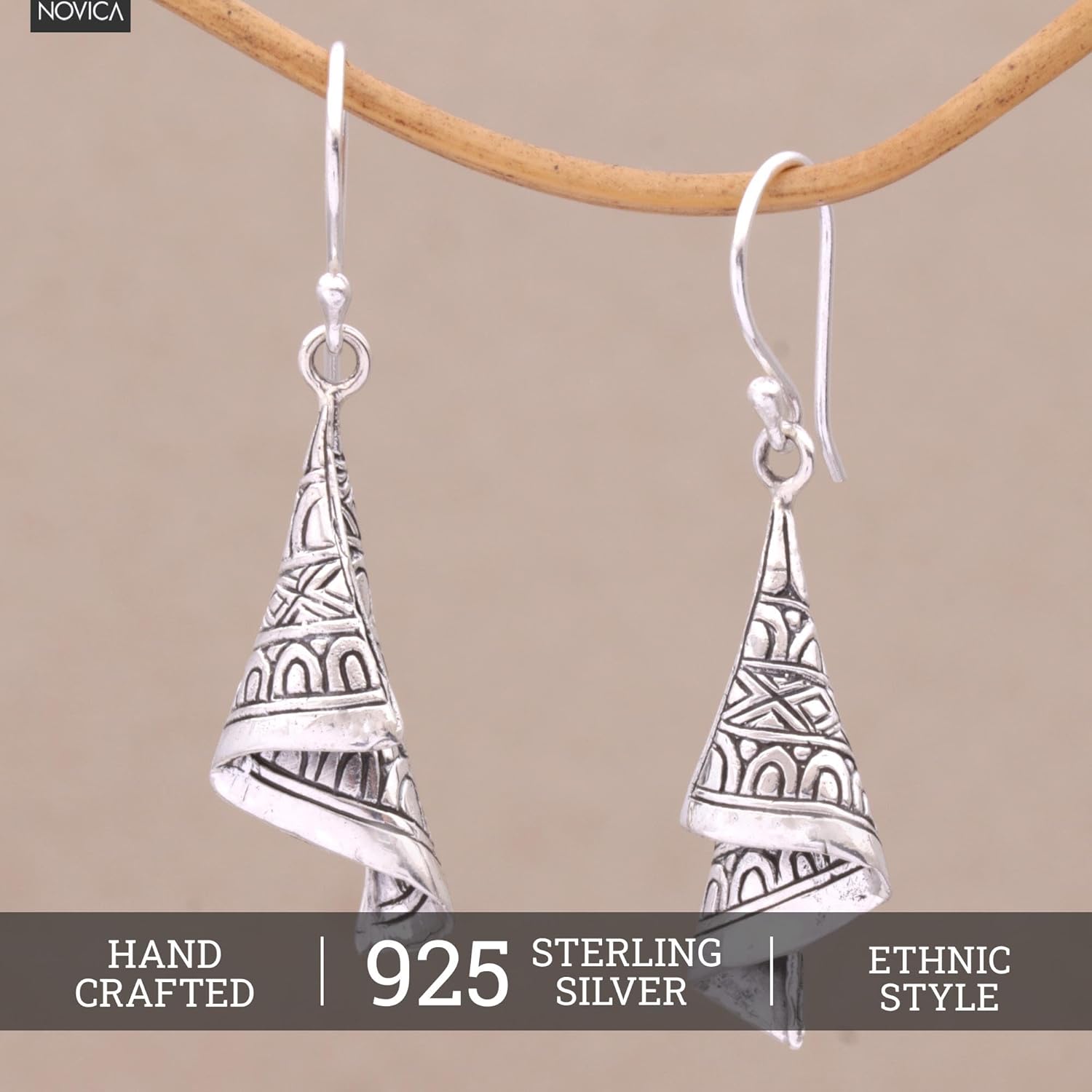 NOVICA .925 Sterling Silver Dangle Earrings 'Shining Songket' - Image 2