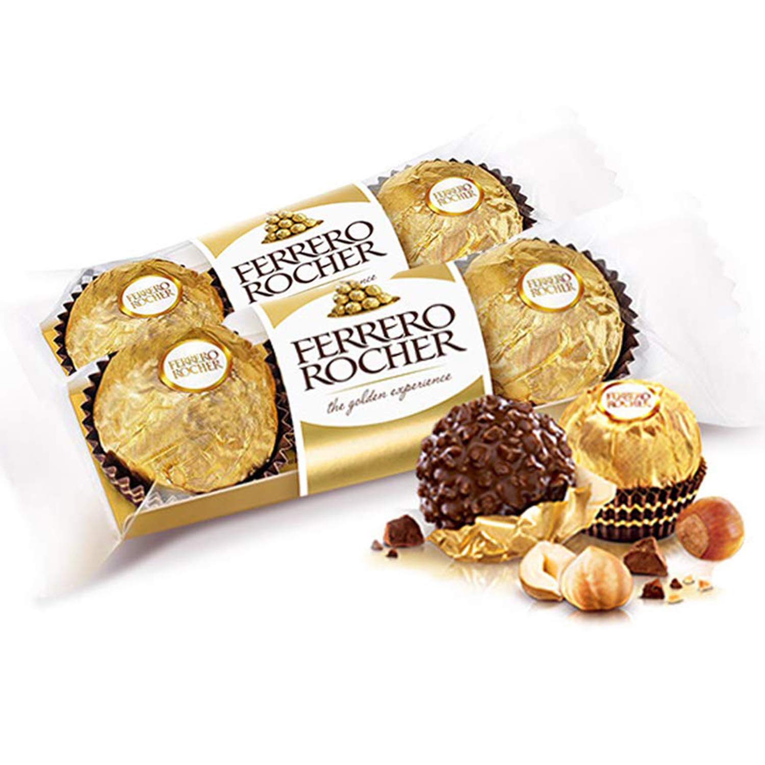 Ferrero Rocher Chocolate Pralines Treat Pack 3 Pieces - 2 Pack Pouch, 2 X 37 Gm - 0.074 Kg