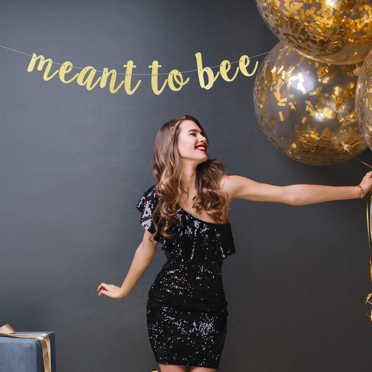 Meant to Bee złoty brokat kursywny skrypt chorągiewki baner baby shower urodziny ślub panna młoda to be mama na imprezę dekoracja kominek stół znak ścienny - nie wymaga majsterkowania
