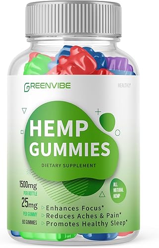 Gomitas Greenvibe - Gomitas Green Vibe con fórmula oficial de mezcla de rendimiento extra fuerte, gomitas de cáñamo Green Vibe de 25 mg por gomita,