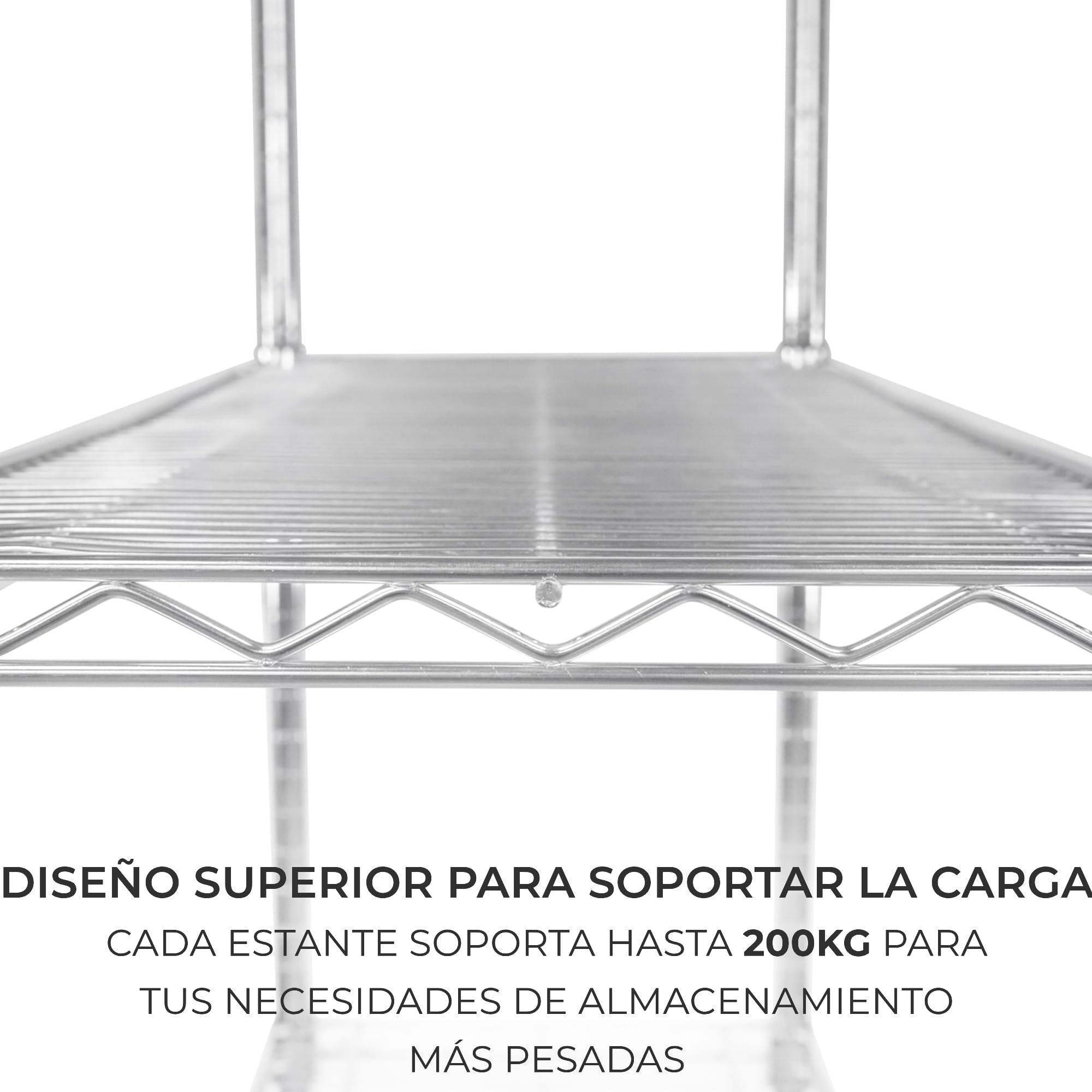 Estantería de Alambre 5 Niveles sin Tornillos Almacenaje Almacenamiento Metálico Acero Carbono Cromado Cocina Oficina Garaje 45x120x180cm con Estantes Ajustables Pies Niveladores Capacidad Peso 1000kg