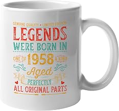 Legends Were Born in 1958, Aged Perfectly, Bday Celebrant or Birthday Year Themed, White 11oz Ceramic Mug